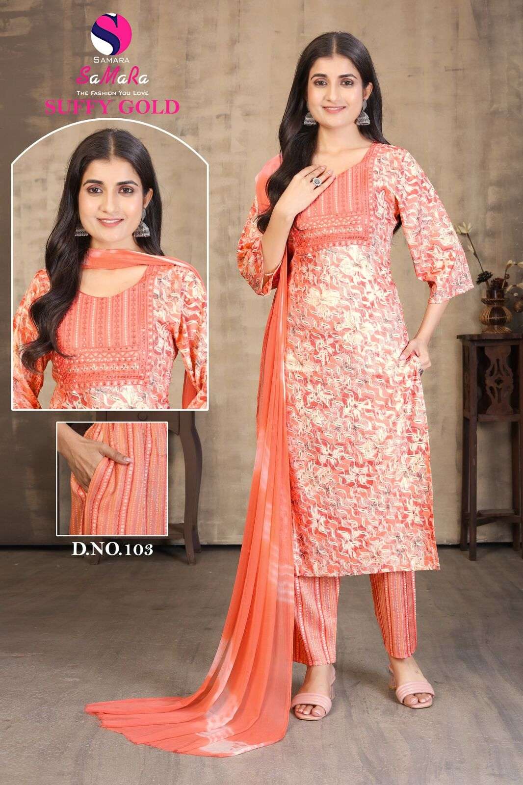 SUFFY GOLD VOL-1 BY SAMARA IN CAPSULE PRINT WITH SIKVANS EMBROIDERY WORK 