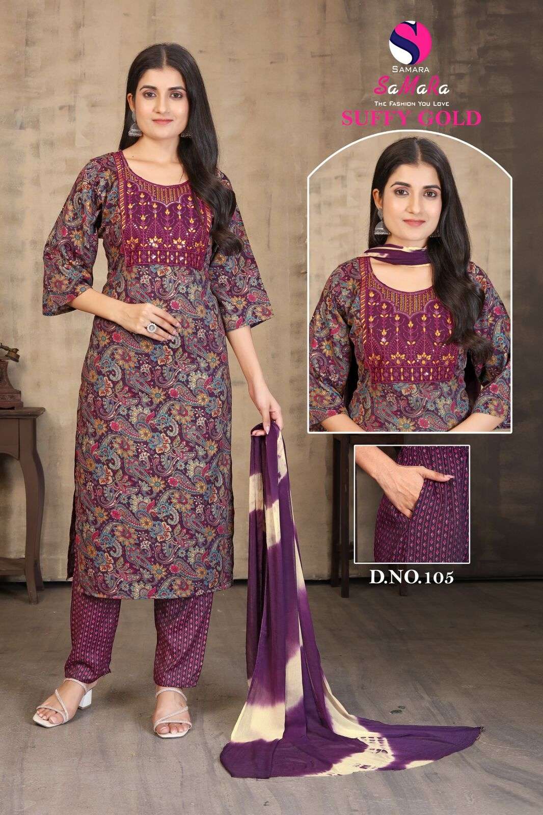 SUFFY GOLD VOL-1 BY SAMARA IN CAPSULE PRINT WITH SIKVANS EMBROIDERY WORK 