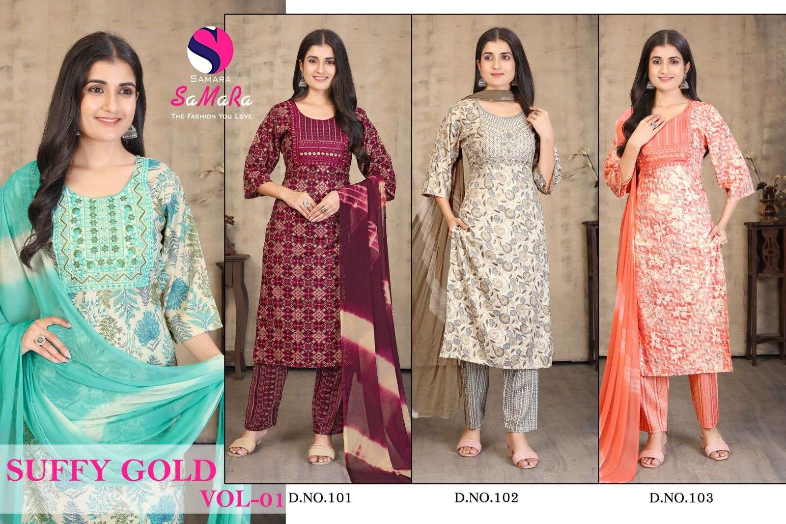 SUFFY GOLD VOL-1 BY SAMARA IN CAPSULE PRINT WITH SIKVANS EMBROIDERY WORK 