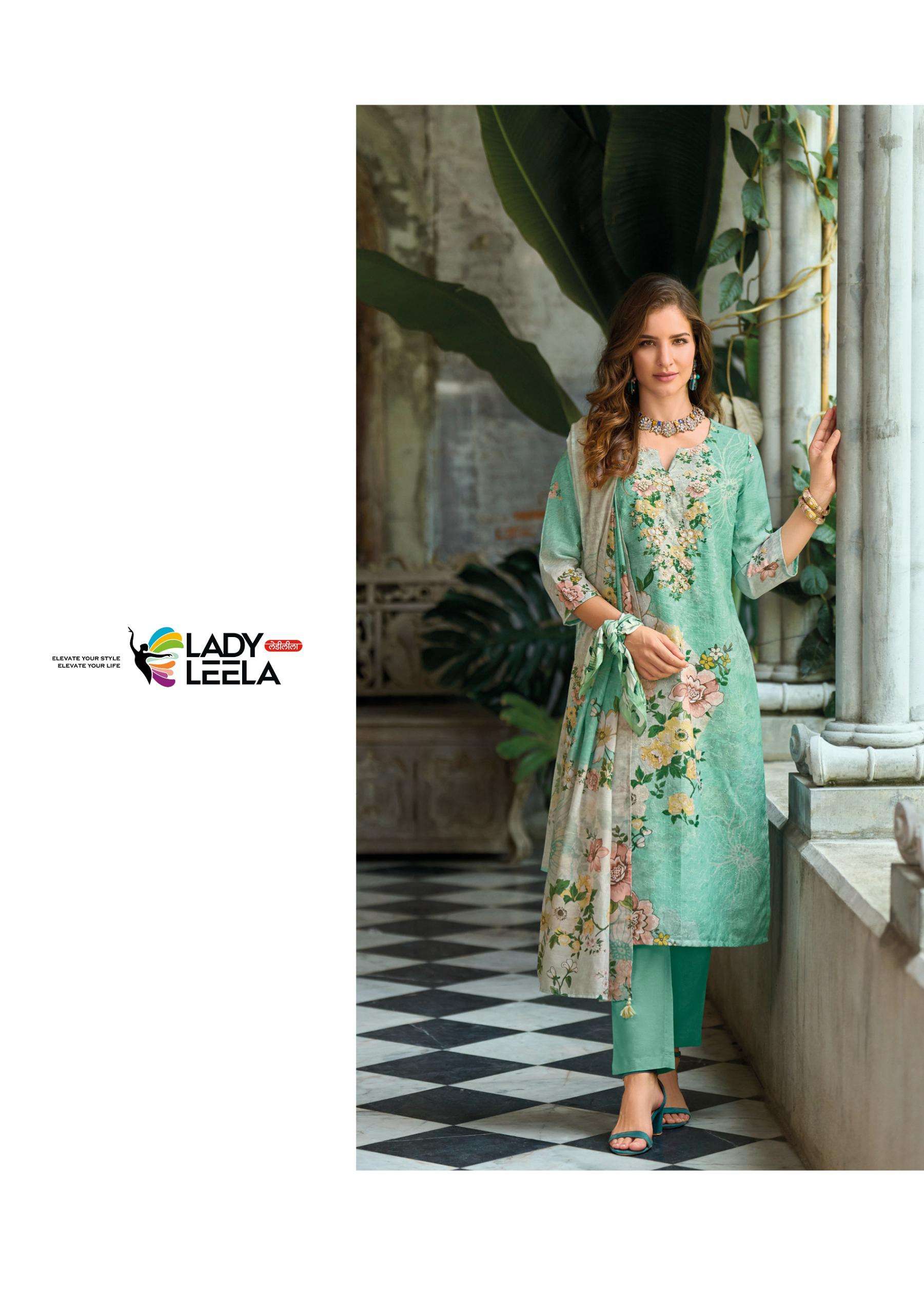 SUMMER PASTELS-2 BY LADY LEELA IN BORER STIFFLY WORK ON LINEN FABRIC WITH HANDWORK