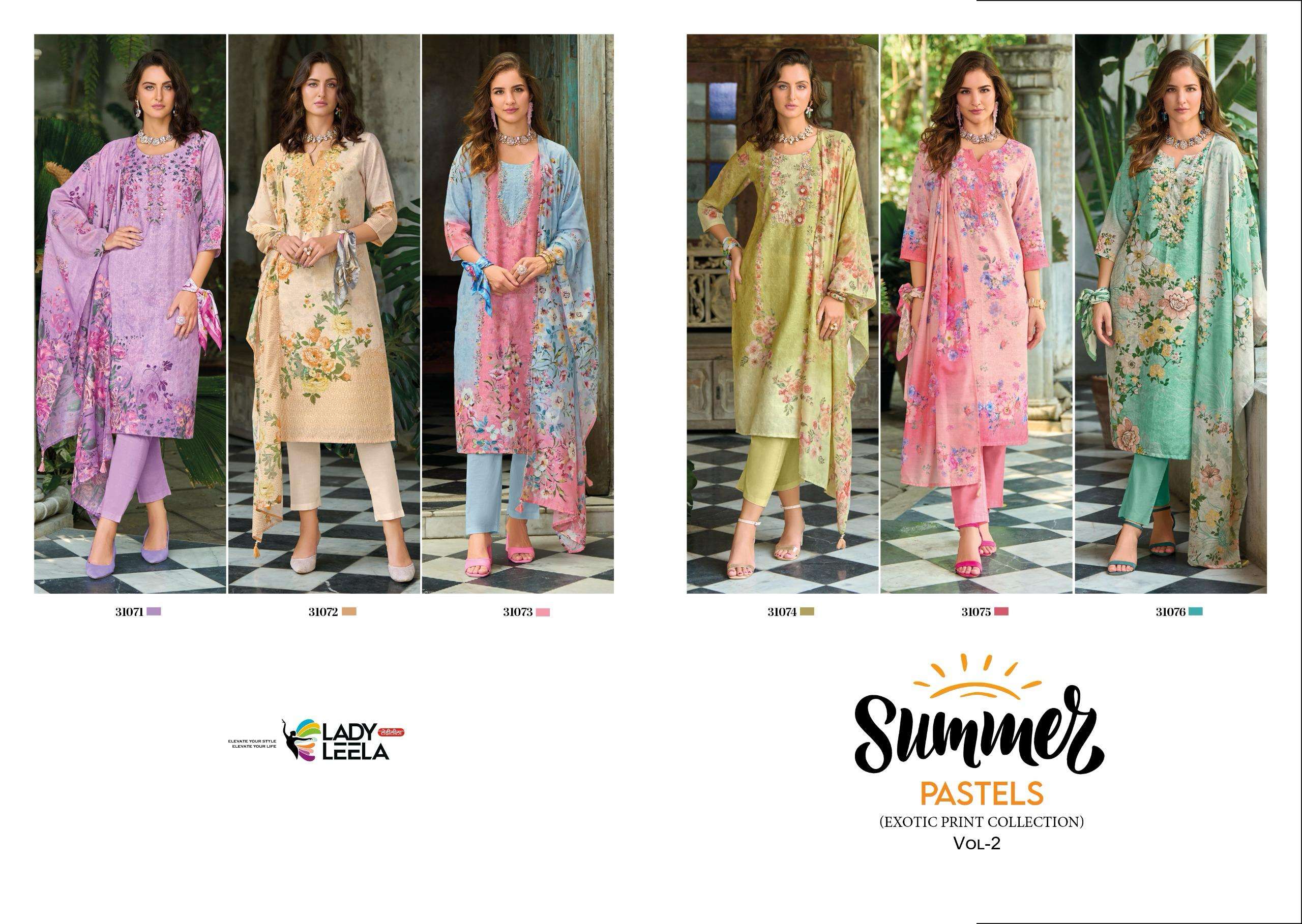 SUMMER PASTELS-2 BY LADY LEELA IN BORER STIFFLY WORK ON LINEN FABRIC WITH HANDWORK