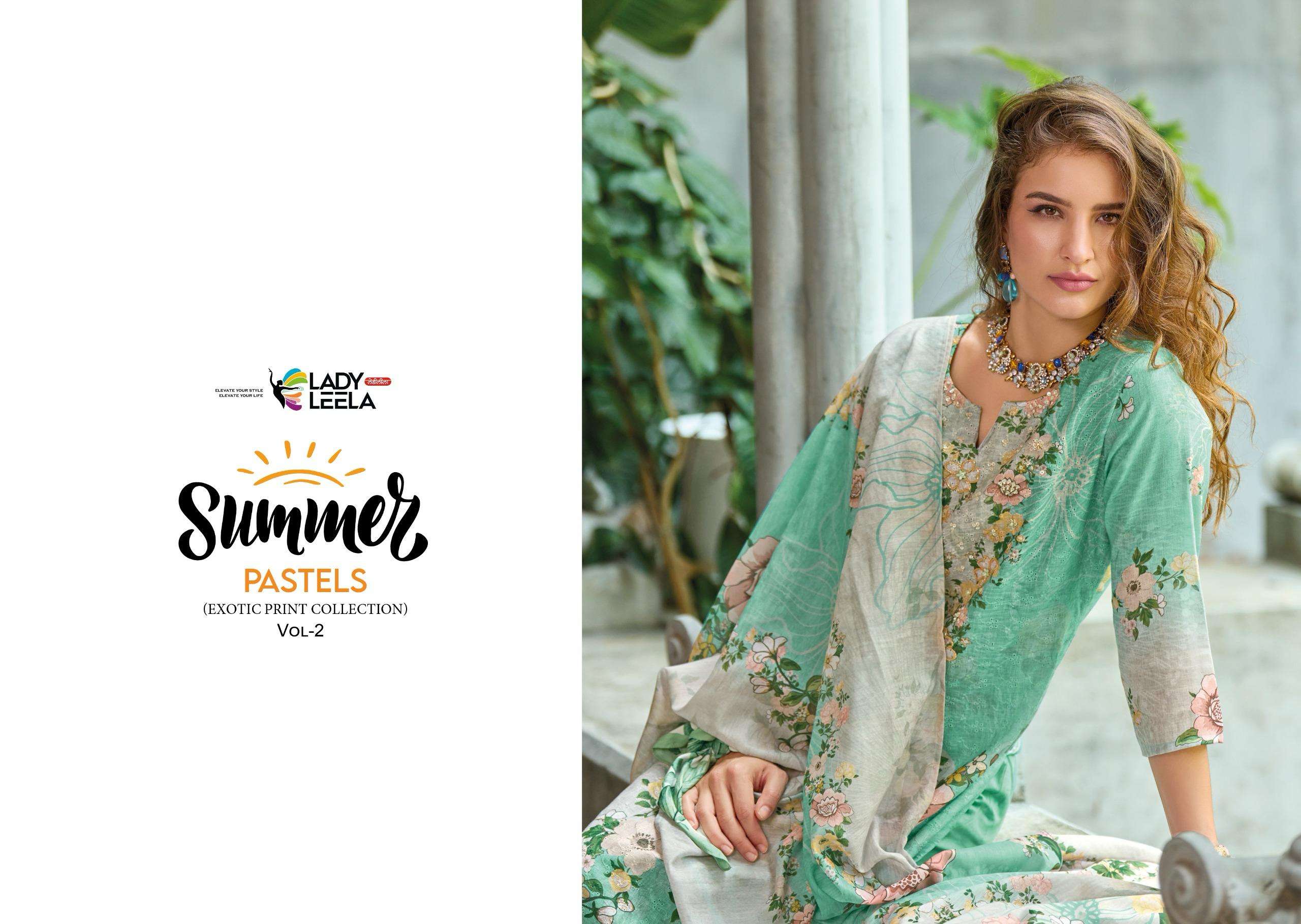 SUMMER PASTELS-2 BY LADY LEELA IN BORER STIFFLY WORK ON LINEN FABRIC WITH HANDWORK