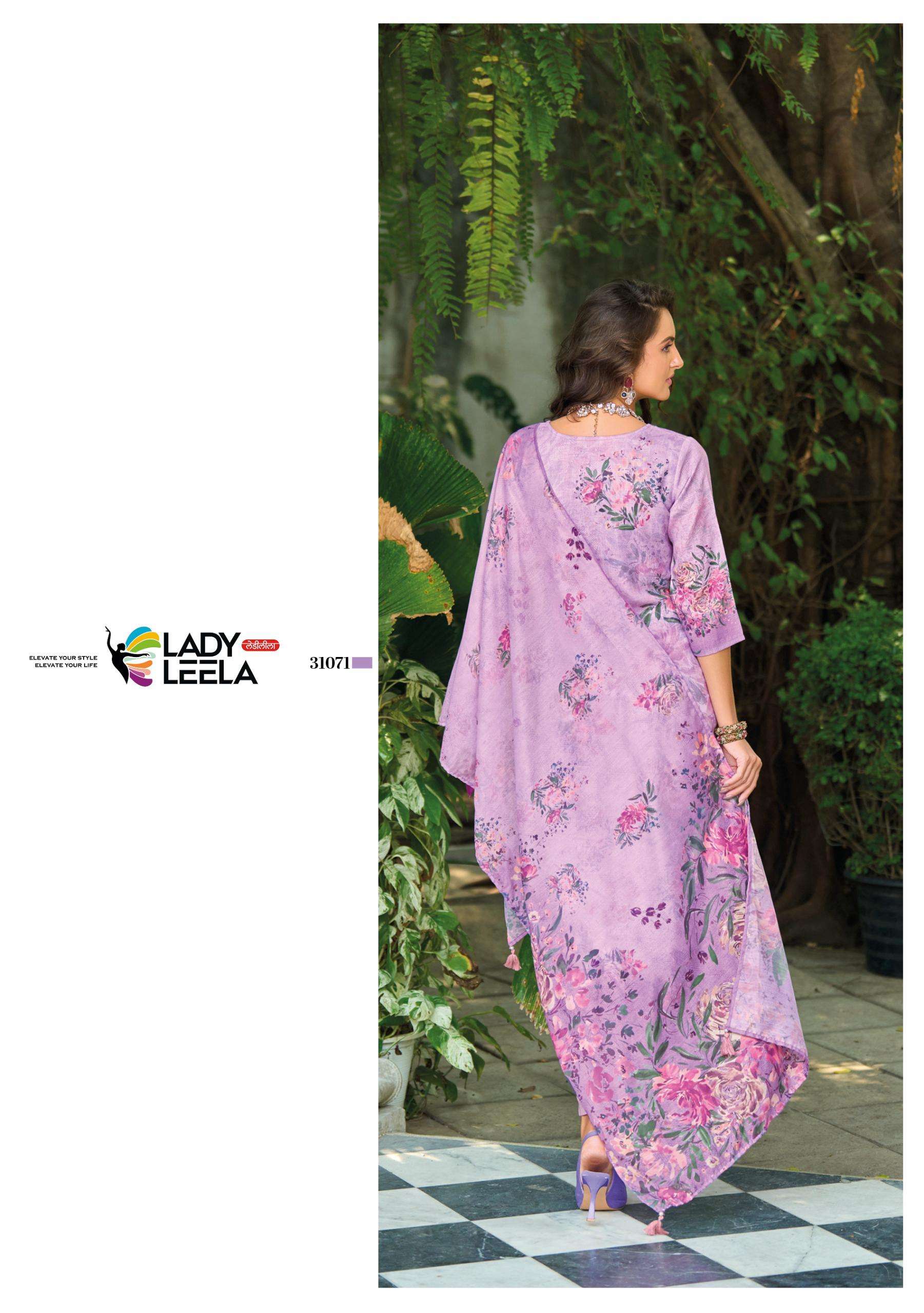 SUMMER PASTELS-2 BY LADY LEELA IN BORER STIFFLY WORK ON LINEN FABRIC WITH HANDWORK