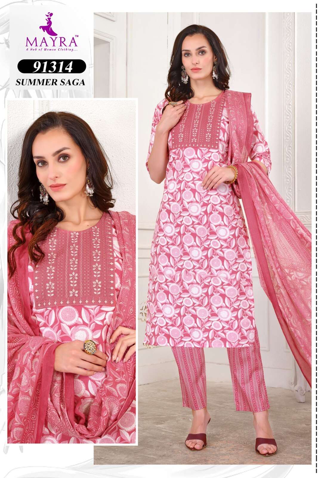 SUMMER SAGA BY MAYRA FASHION PURE JAIPUR COTTON WITH SEQUENCE EMBROIDERY WITH PURE COTTON DUPATTA