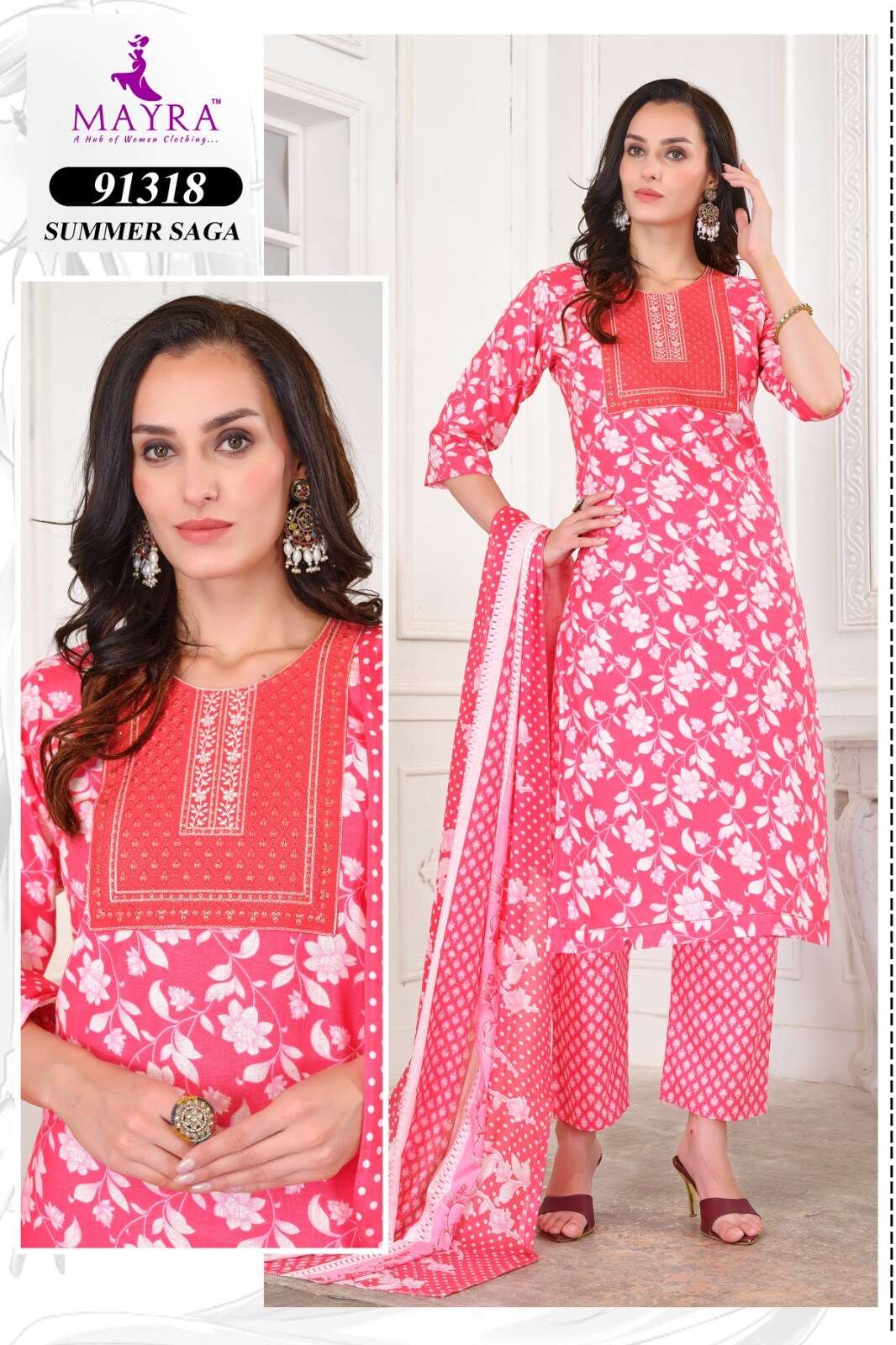 SUMMER SAGA BY MAYRA FASHION PURE JAIPUR COTTON WITH SEQUENCE EMBROIDERY WITH PURE COTTON DUPATTA