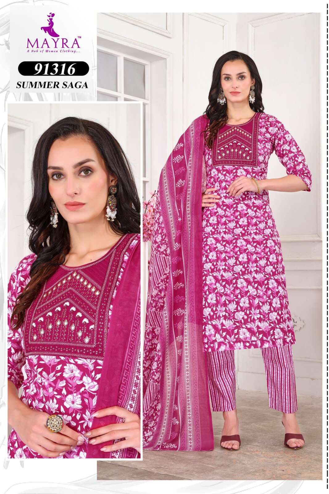 SUMMER SAGA BY MAYRA FASHION PURE JAIPUR COTTON WITH SEQUENCE EMBROIDERY WITH PURE COTTON DUPATTA