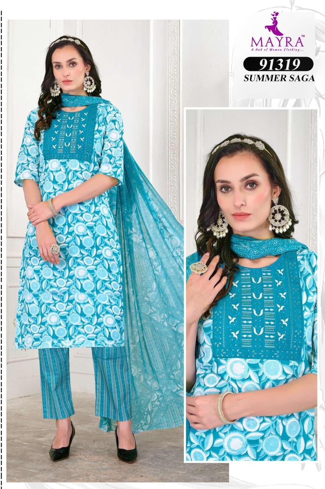 SUMMER SAGA BY MAYRA FASHION PURE JAIPUR COTTON WITH SEQUENCE EMBROIDERY WITH PURE COTTON DUPATTA