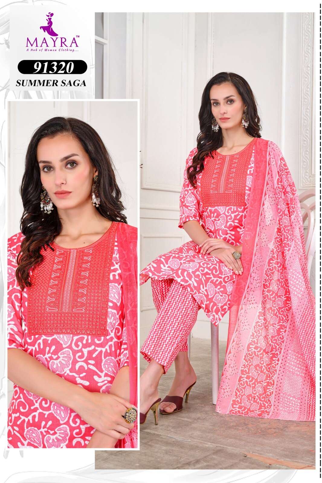 SUMMER SAGA BY MAYRA FASHION PURE JAIPUR COTTON WITH SEQUENCE EMBROIDERY WITH PURE COTTON DUPATTA