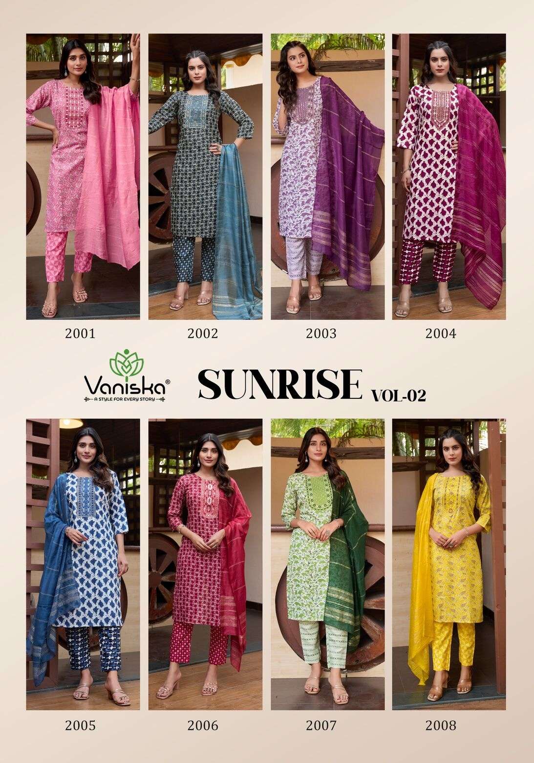 SUNRISE VOL :- 2 BY VANISKA IN CAPSULE FOIL PRINT KURTI WITH FANCY EMBROIDERY WORK 