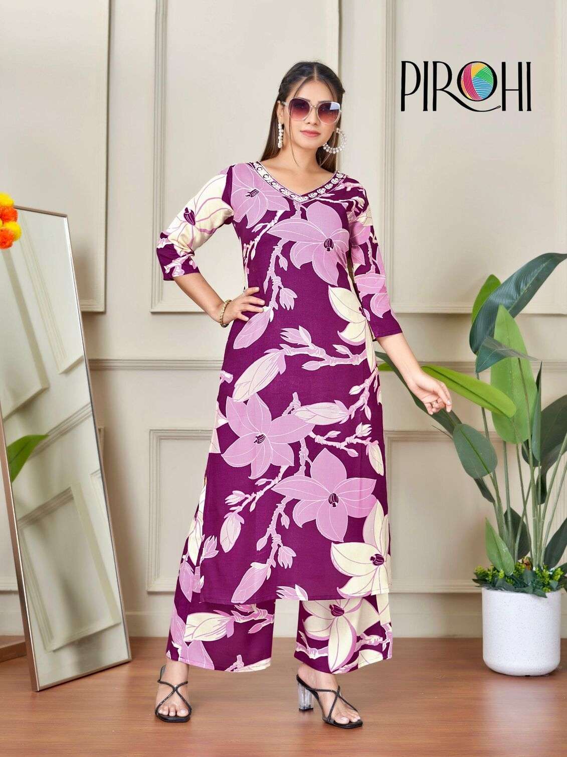 VOL-1 BY PIROHI IN HEAVY RAYON PRINTS TWO PIECE WITH ORIGINAL PLAZOO POCKET IN TOP