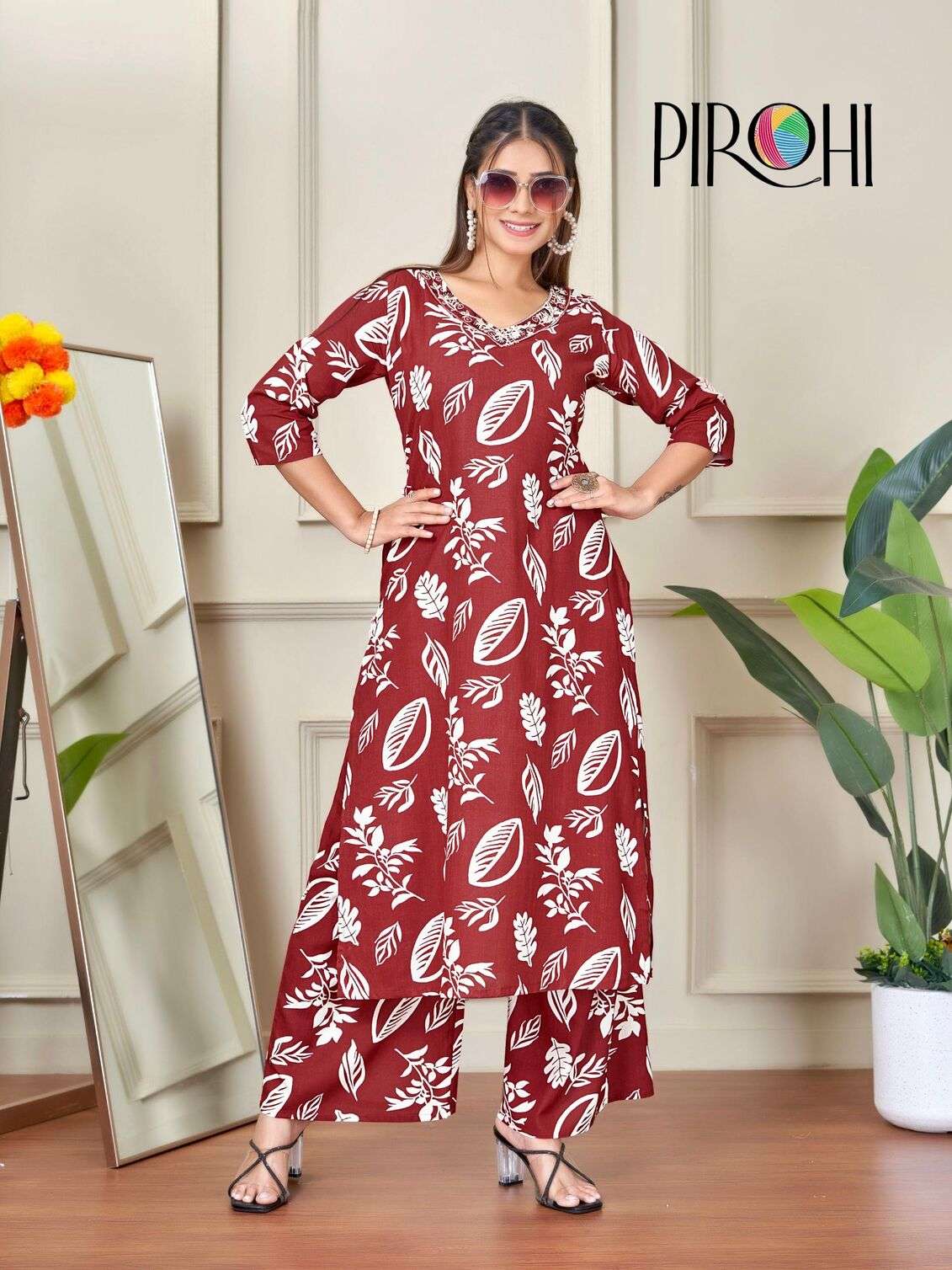 VOL-1 BY PIROHI IN HEAVY RAYON PRINTS TWO PIECE WITH ORIGINAL PLAZOO POCKET IN TOP