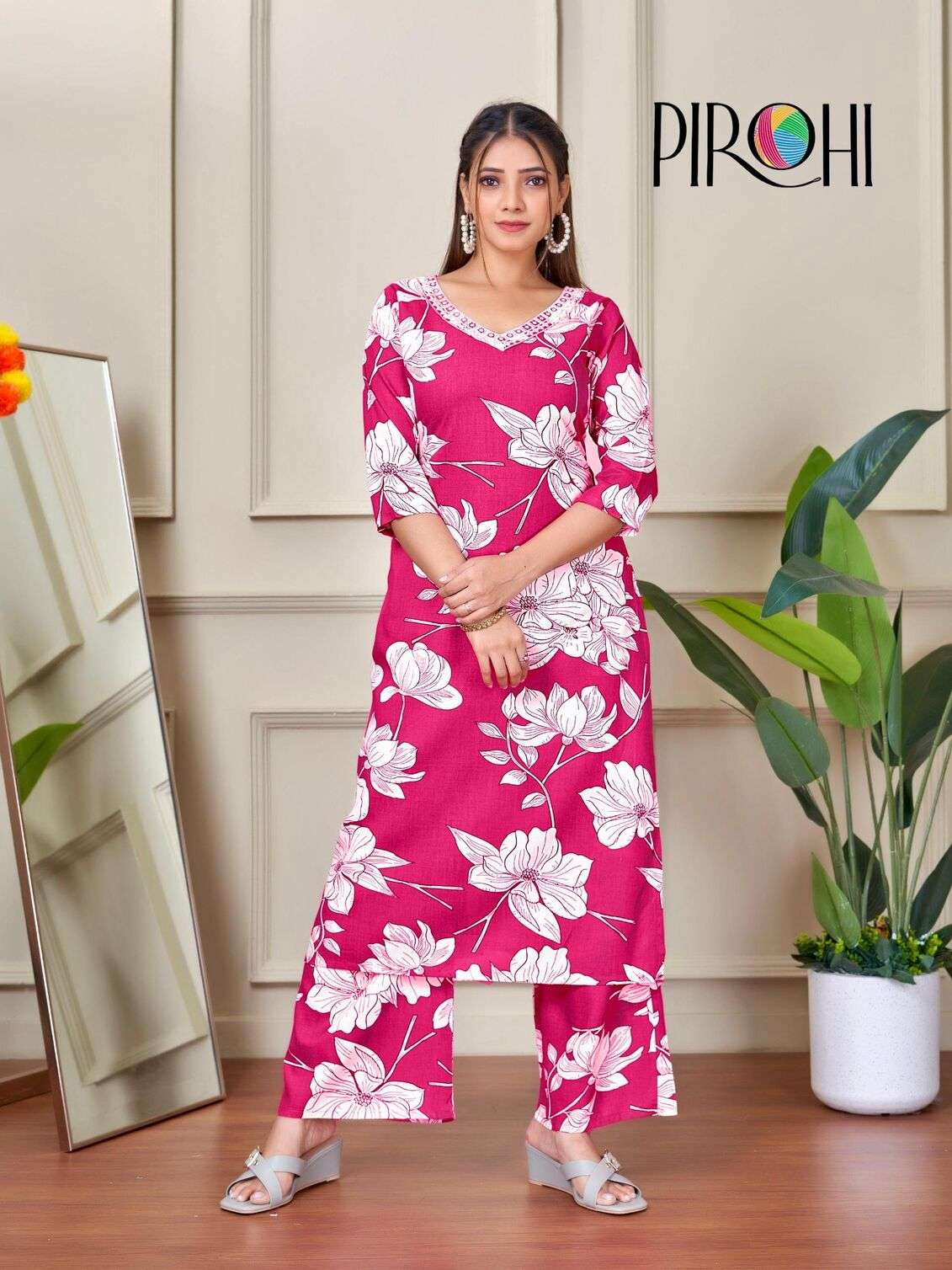 VOL-1 BY PIROHI IN HEAVY RAYON PRINTS TWO PIECE WITH ORIGINAL PLAZOO POCKET IN TOP