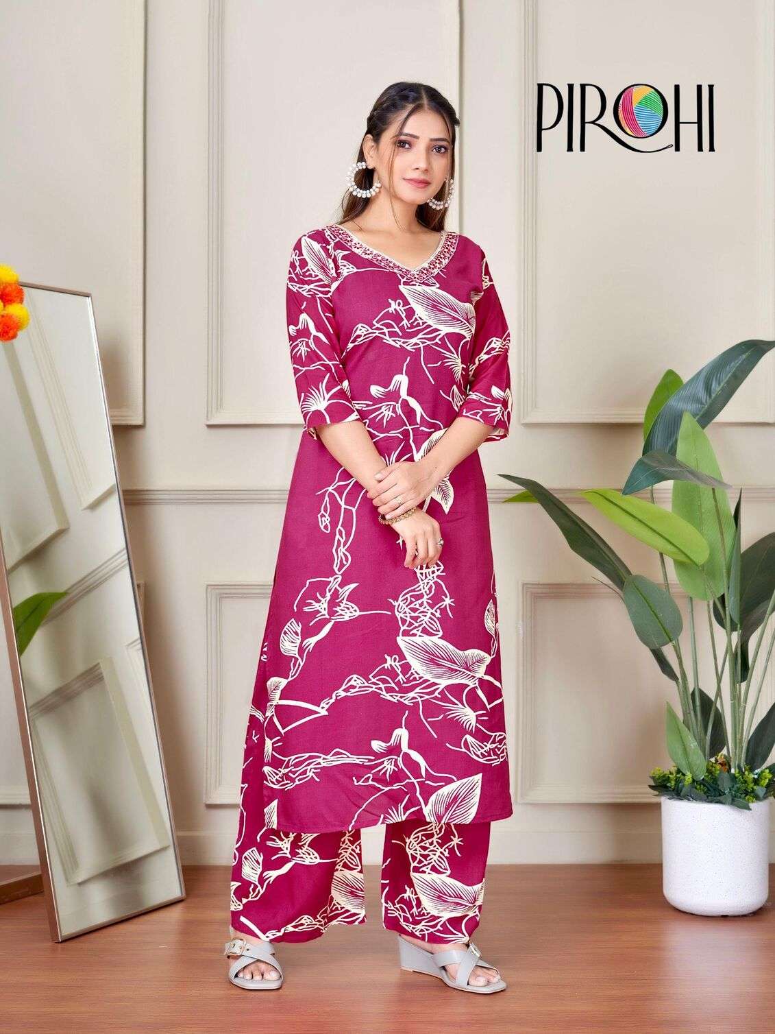 VOL-1 BY PIROHI IN HEAVY RAYON PRINTS TWO PIECE WITH ORIGINAL PLAZOO POCKET IN TOP