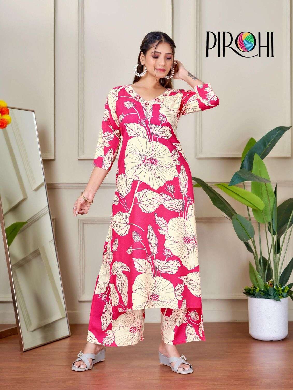 VOL-1 BY PIROHI IN HEAVY RAYON PRINTS TWO PIECE WITH ORIGINAL PLAZOO POCKET IN TOP