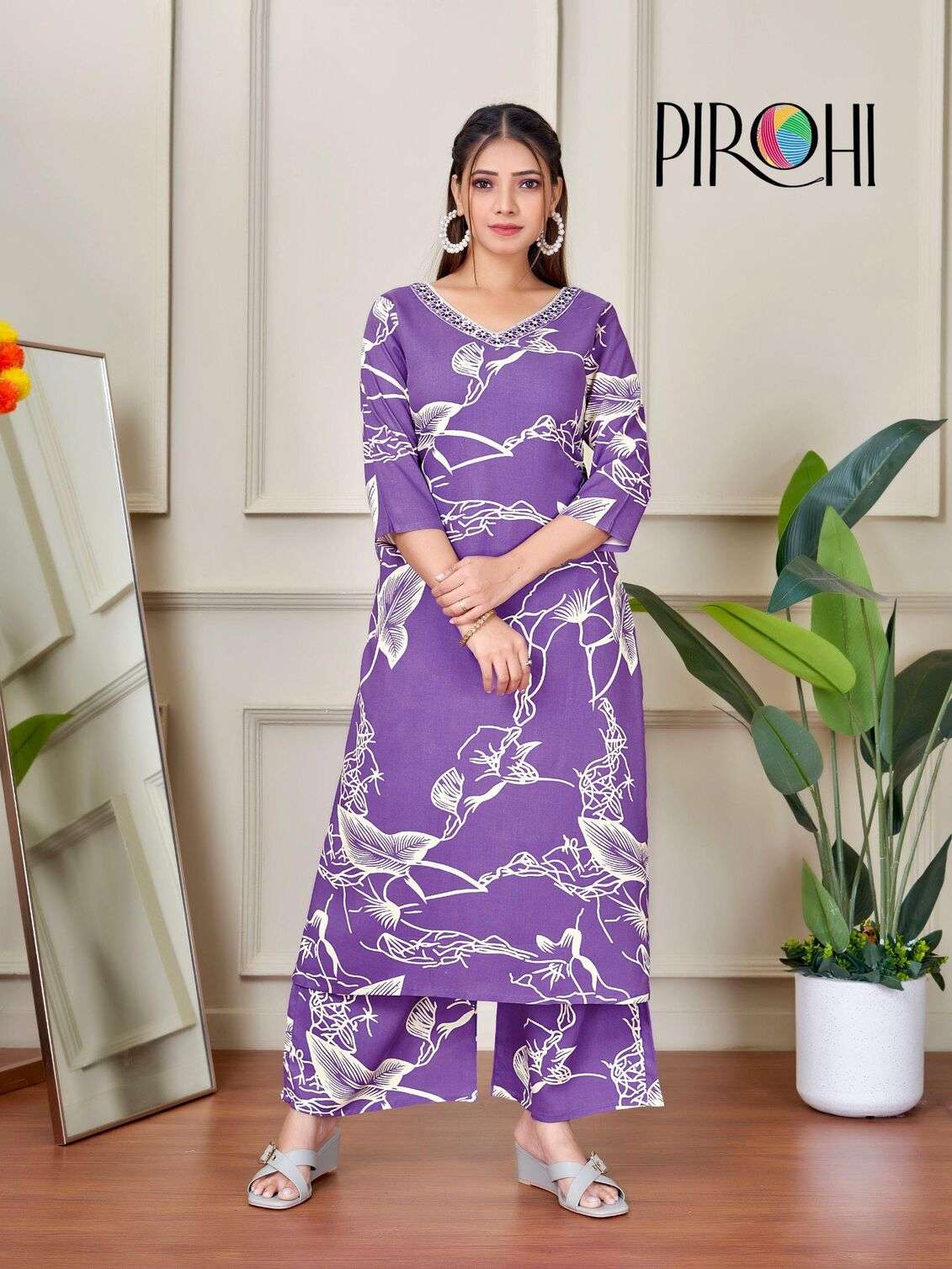 VOL-1 BY PIROHI IN HEAVY RAYON PRINTS TWO PIECE WITH ORIGINAL PLAZOO POCKET IN TOP