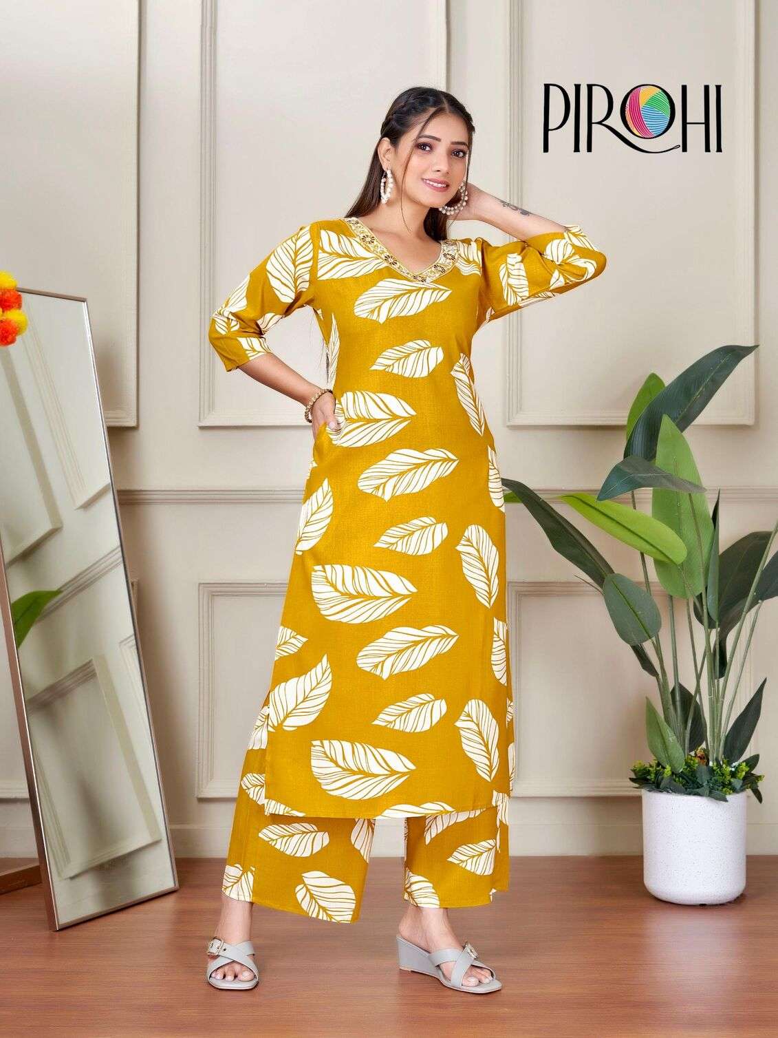 VOL-1 BY PIROHI IN HEAVY RAYON PRINTS TWO PIECE WITH ORIGINAL PLAZOO POCKET IN TOP