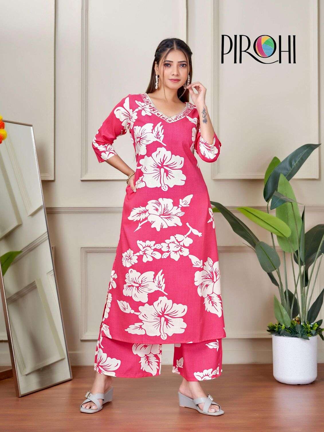 VOL-1 BY PIROHI IN HEAVY RAYON PRINTS TWO PIECE WITH ORIGINAL PLAZOO POCKET IN TOP