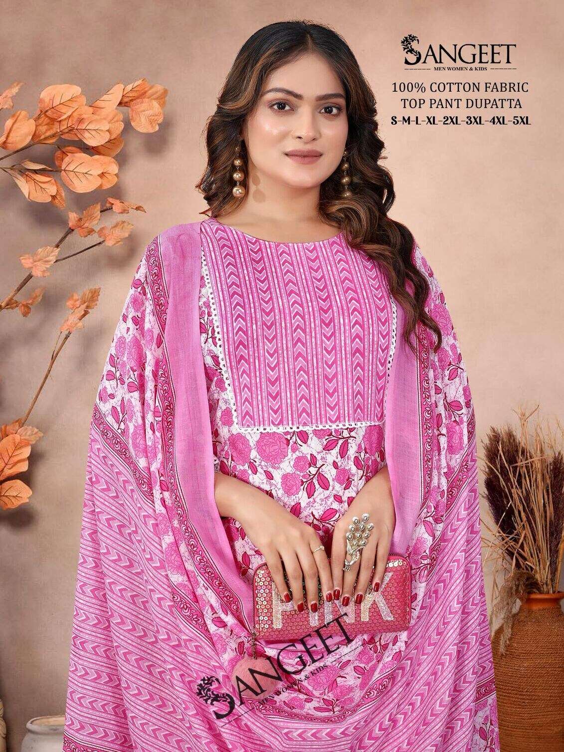 VOL-1 BY SANGEET IN PURE COTTON WITH TOP PANT DUPATTA COMBO PACKING