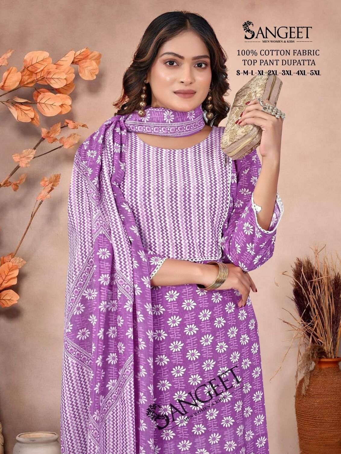 VOL-1 BY SANGEET IN PURE COTTON WITH TOP PANT DUPATTA COMBO PACKING