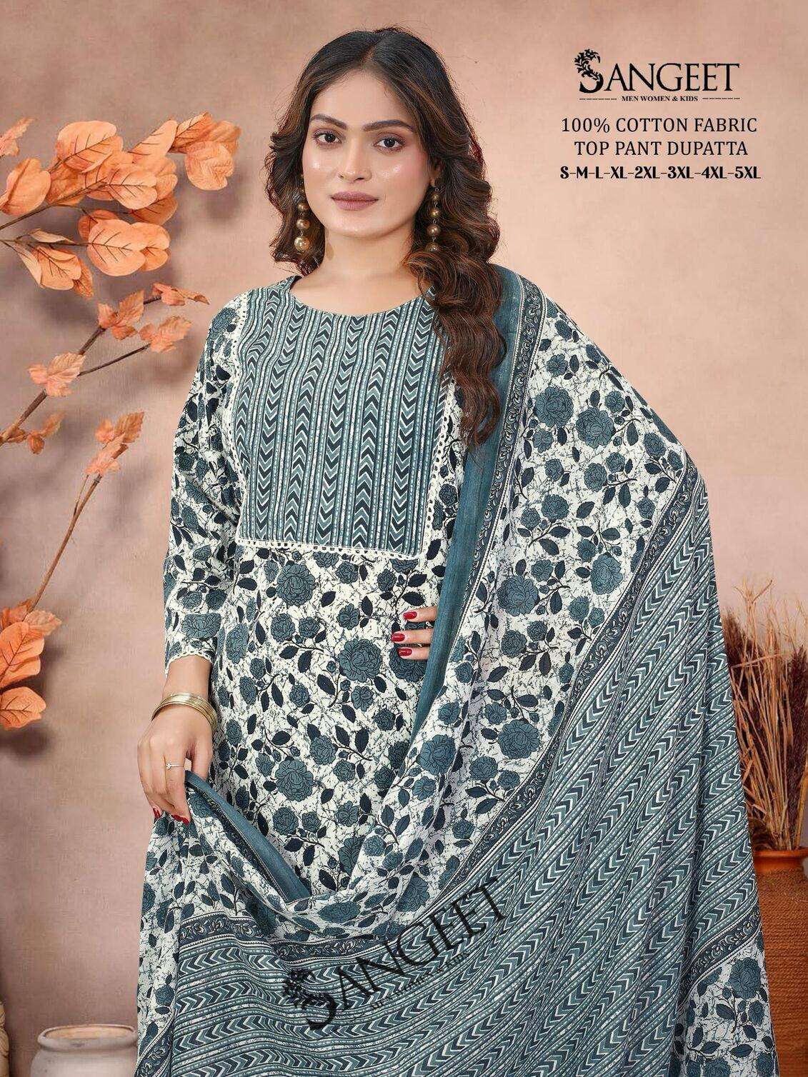 VOL-1 BY SANGEET IN PURE COTTON WITH TOP PANT DUPATTA COMBO PACKING