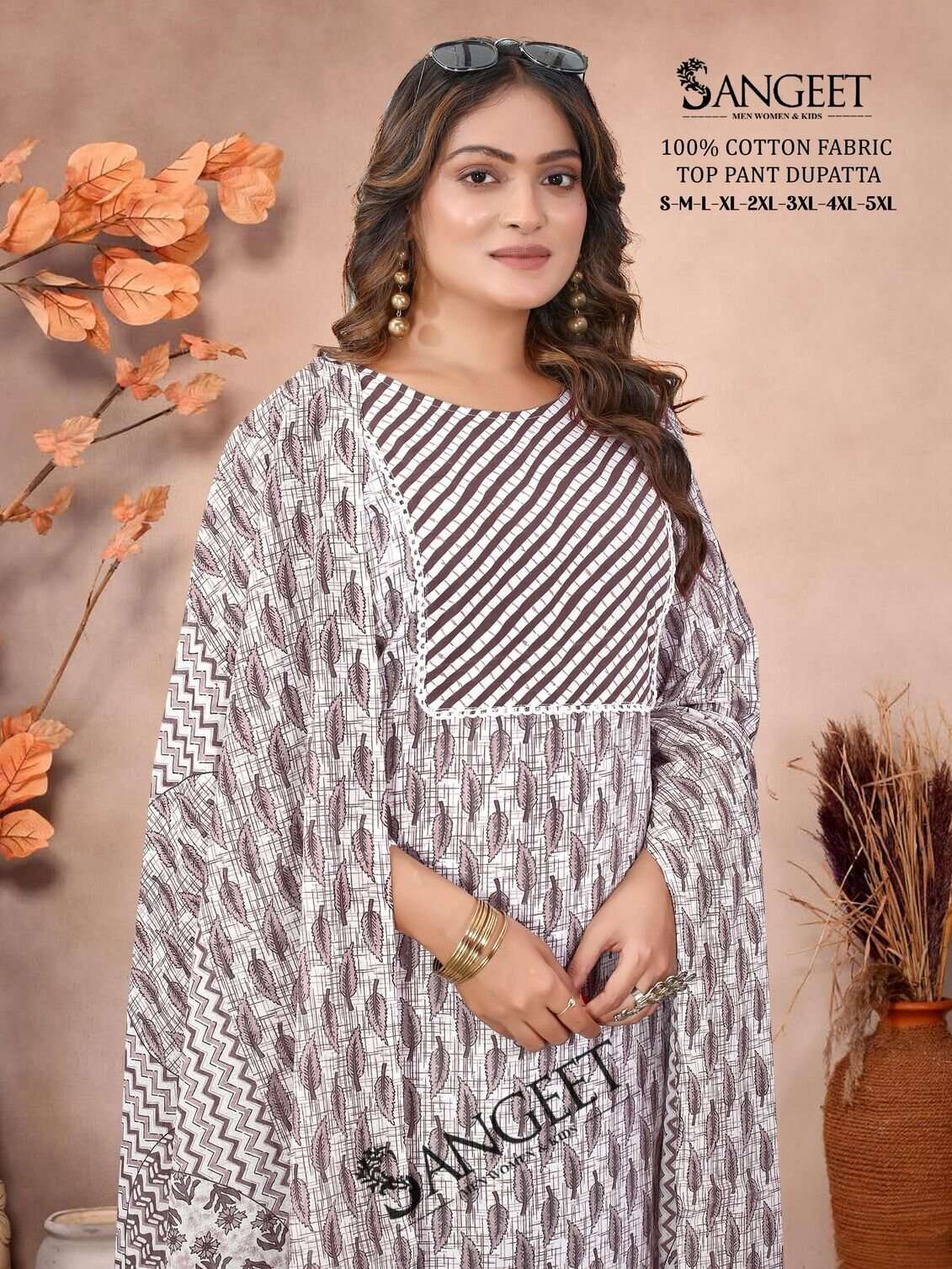 VOL-1 BY SANGEET IN PURE COTTON WITH TOP PANT DUPATTA COMBO PACKING