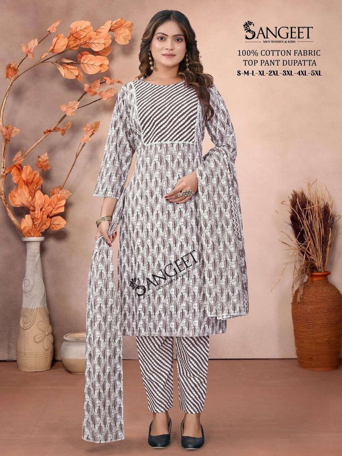 VOL-1 BY SANGEET IN PURE COTTON WITH TOP PANT DUPATTA COMBO PACKING