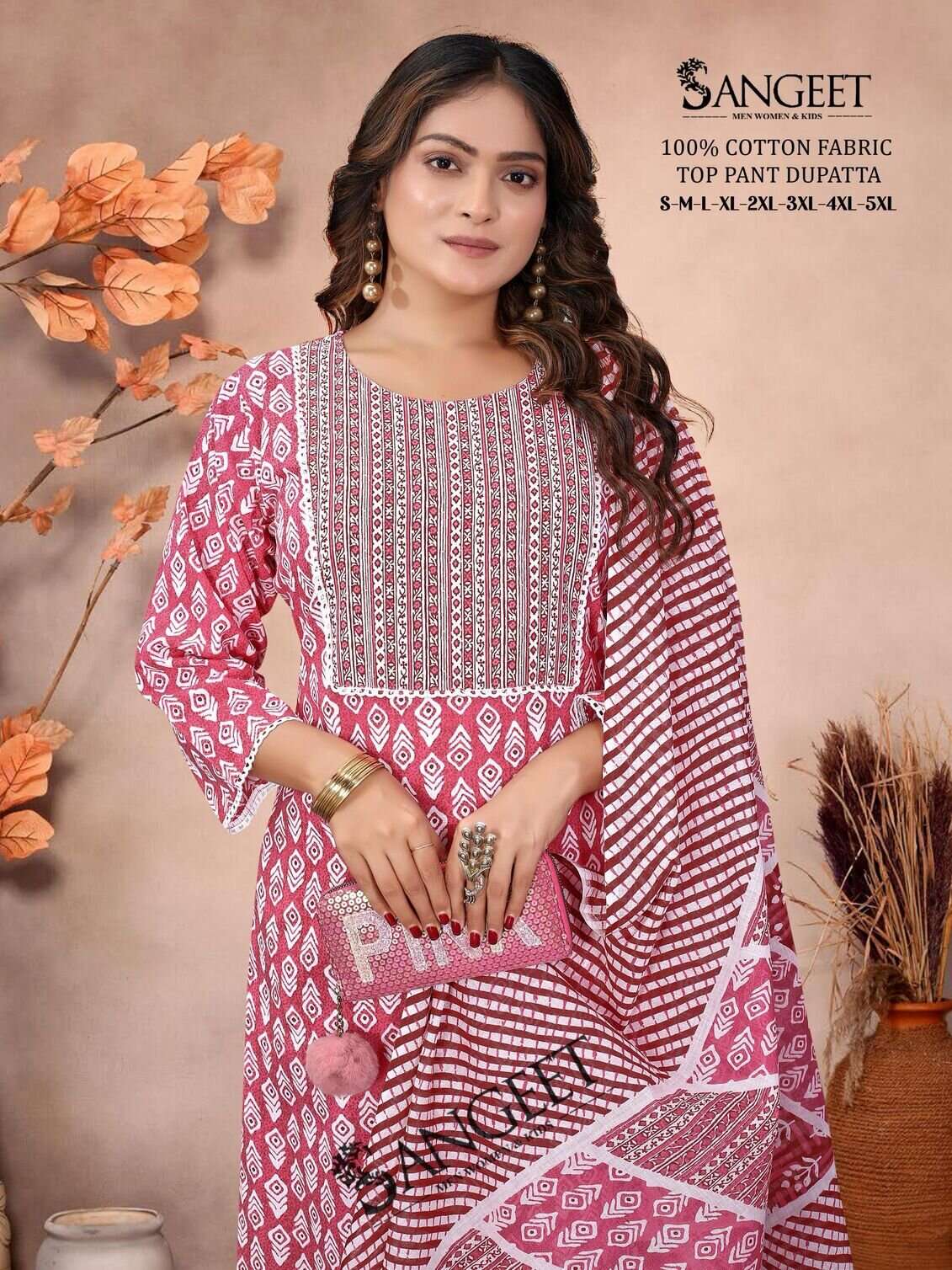 VOL-1 BY SANGEET IN PURE COTTON WITH TOP PANT DUPATTA COMBO PACKING