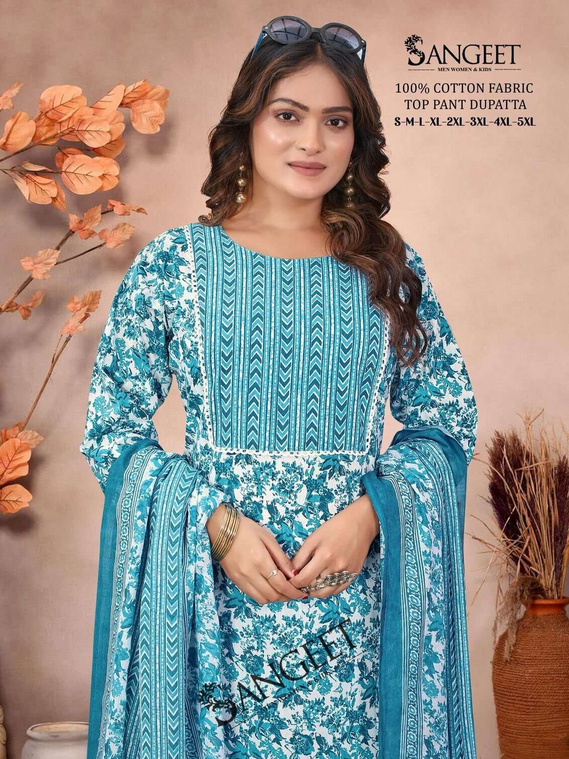 VOL-1 BY SANGEET IN PURE COTTON WITH TOP PANT DUPATTA COMBO PACKING