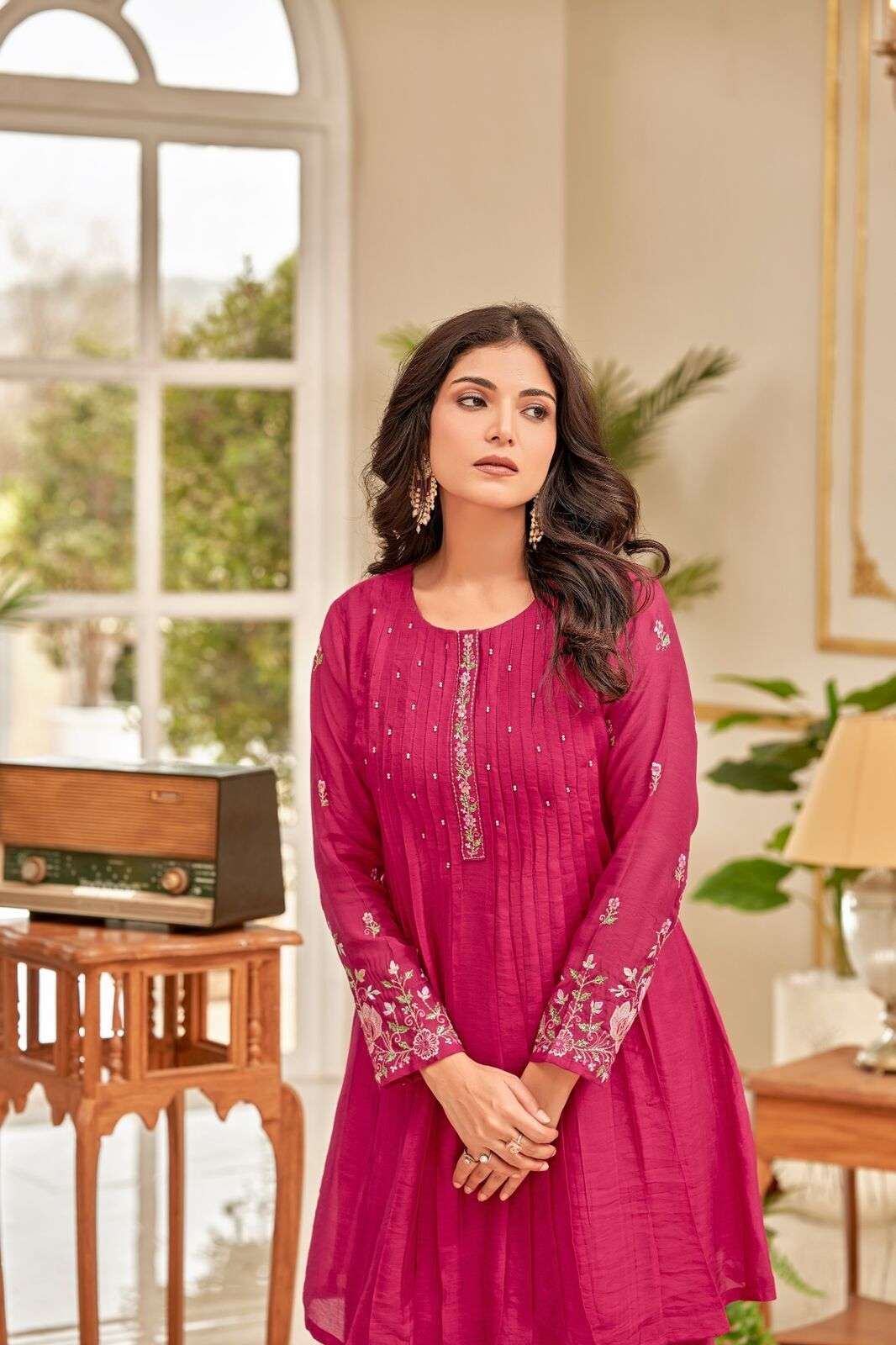 VOL-1 BY TEXOFAB IN PURE MUL CHANDERI WITH COTTON LINING CO-ORD SET WITH HANDWORK 