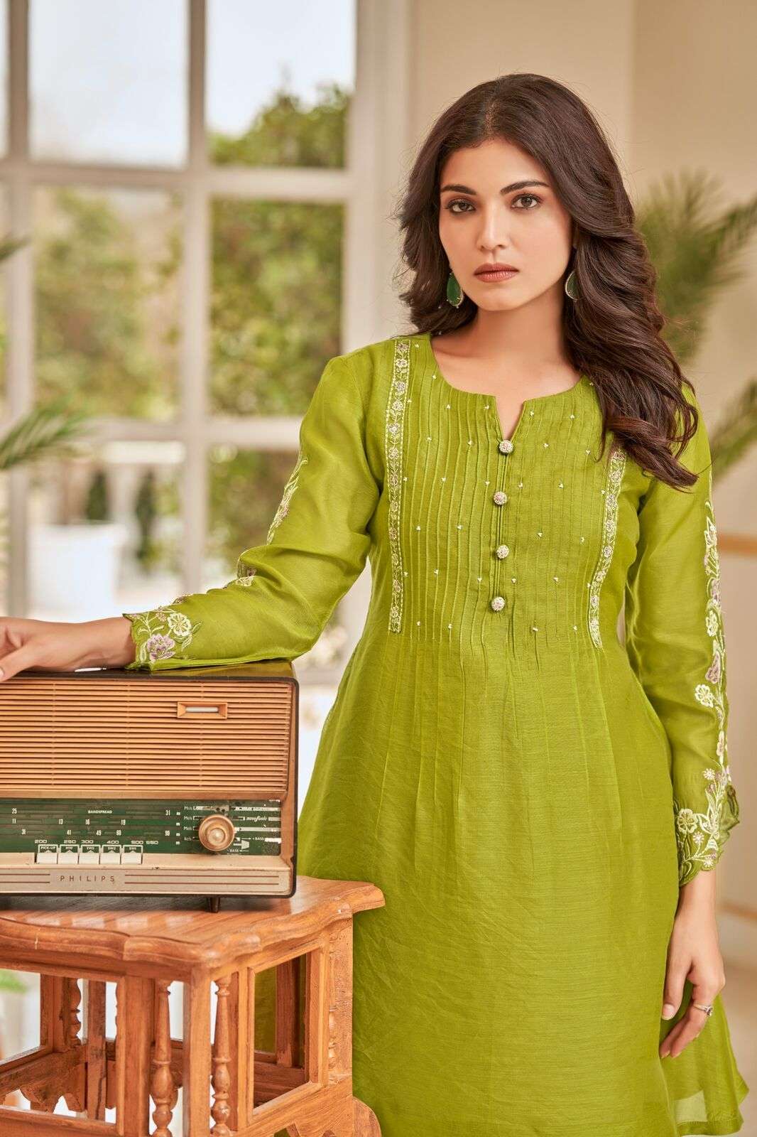 VOL-1 BY TEXOFAB IN PURE MUL CHANDERI WITH COTTON LINING CO-ORD SET WITH HANDWORK 