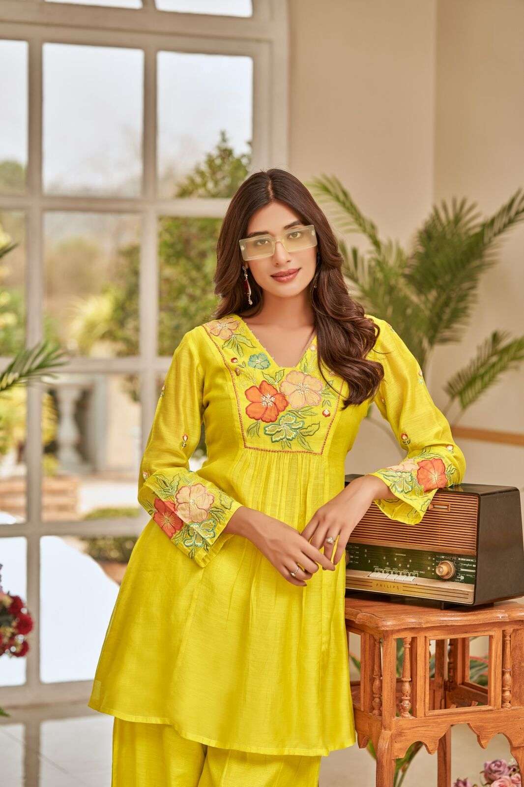 VOL-1 BY TEXOFAB IN PURE MUL CHANDERI WITH COTTON LINING CO-ORD SET WITH HANDWORK 