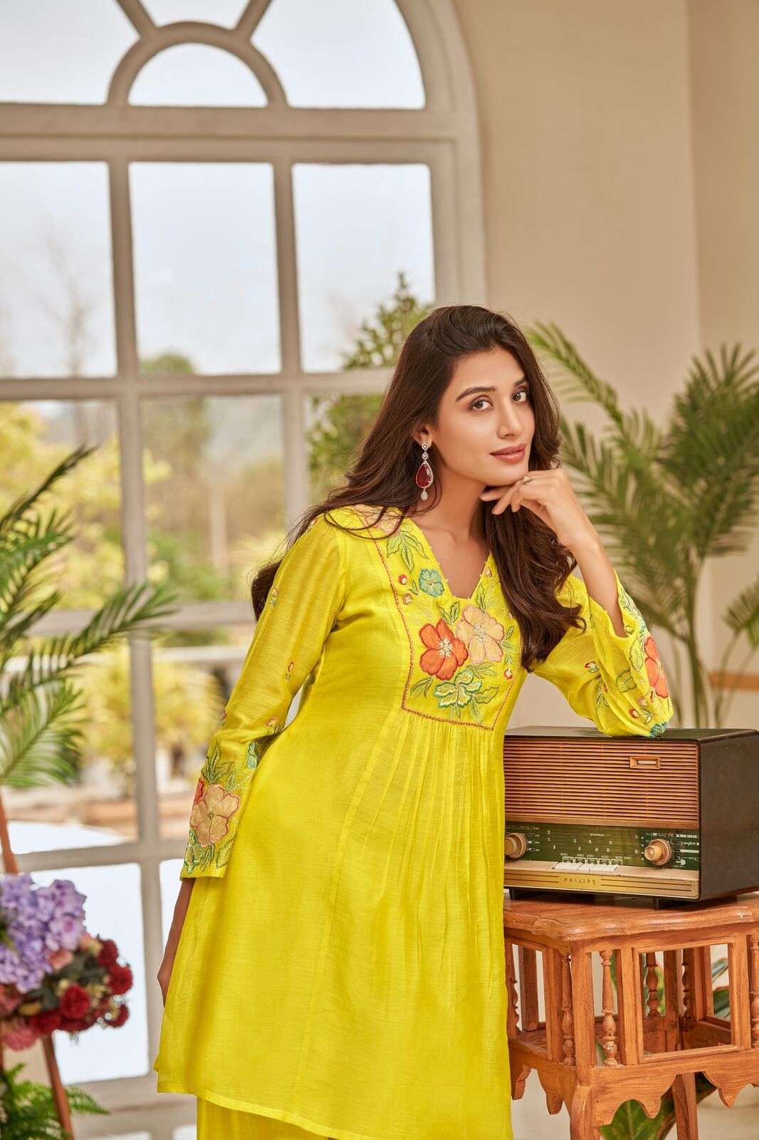 VOL-1 BY TEXOFAB IN PURE MUL CHANDERI WITH COTTON LINING CO-ORD SET WITH HANDWORK 