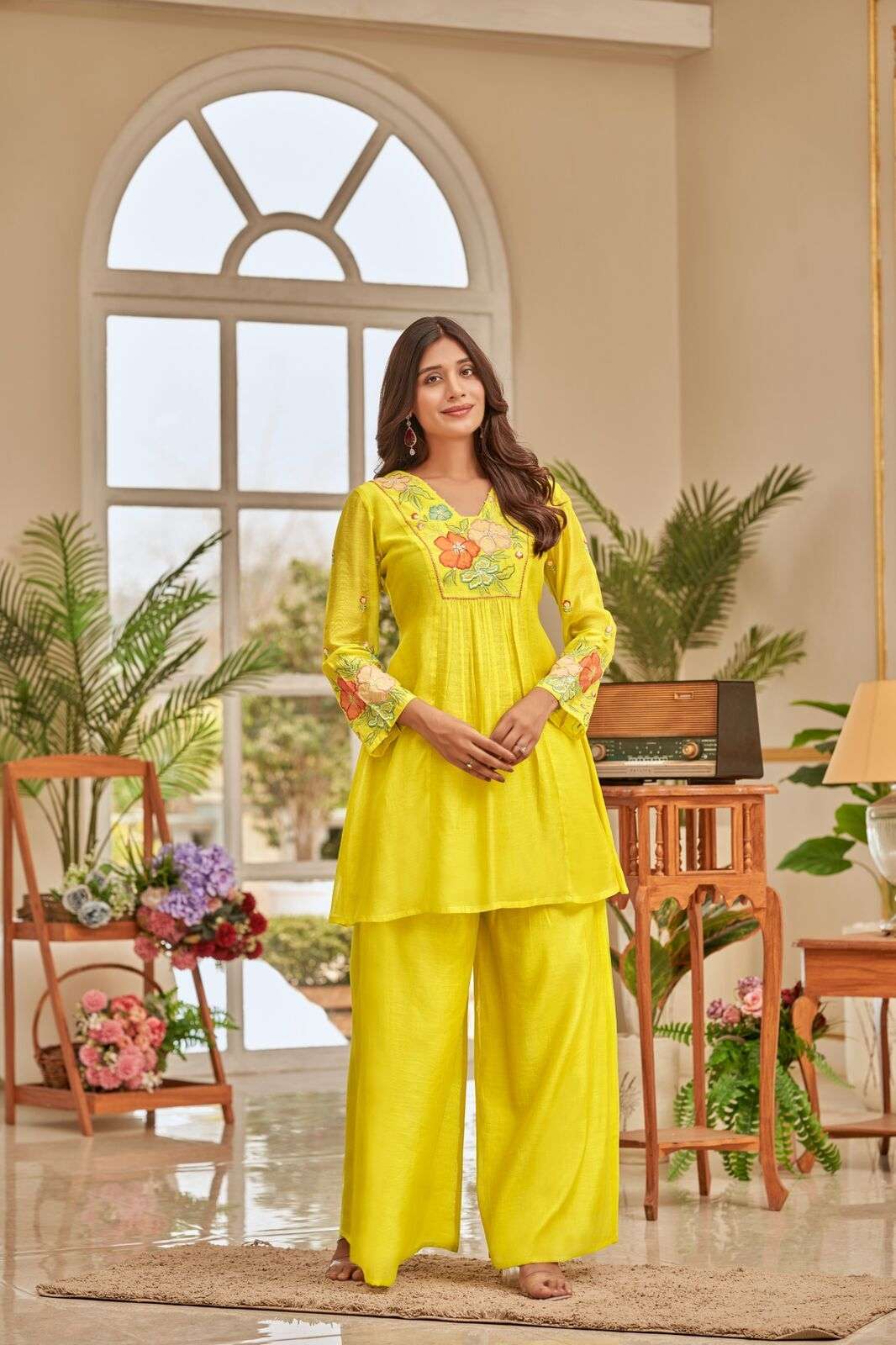 VOL-1 BY TEXOFAB IN PURE MUL CHANDERI WITH COTTON LINING CO-ORD SET WITH HANDWORK 