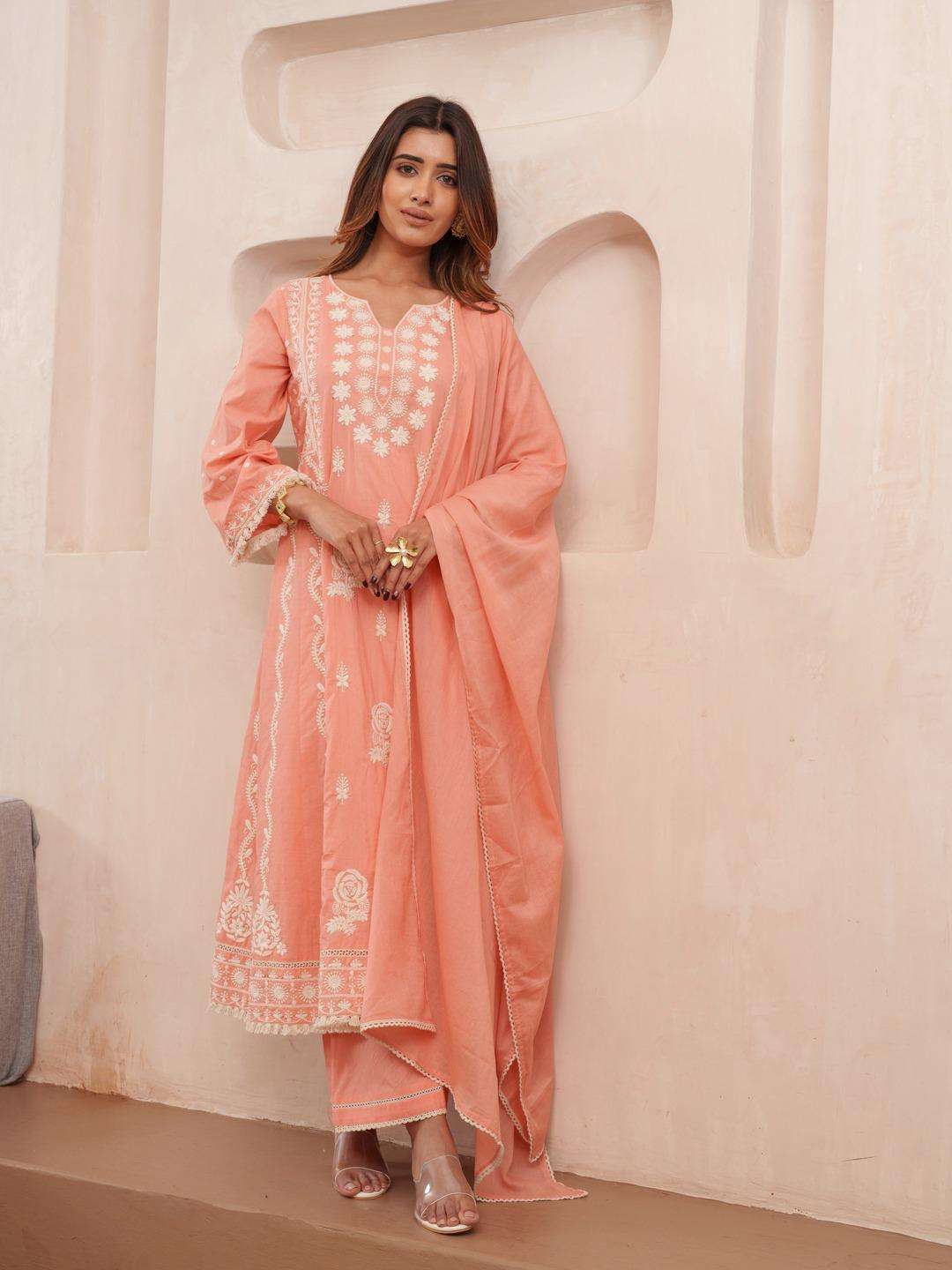 VOL-2 BY TEXOFAB IN COTTON CAMBRIC ANARKALI STYLE WITH DUPPATA