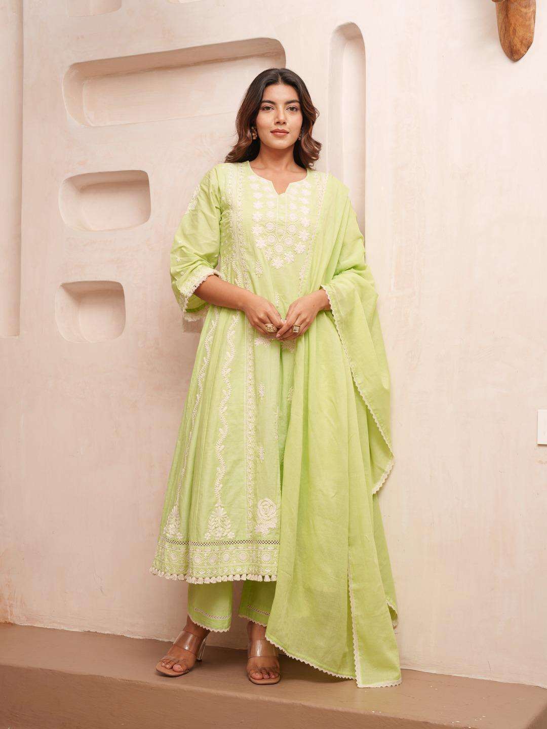 VOL-2 BY TEXOFAB IN COTTON CAMBRIC ANARKALI STYLE WITH DUPPATA