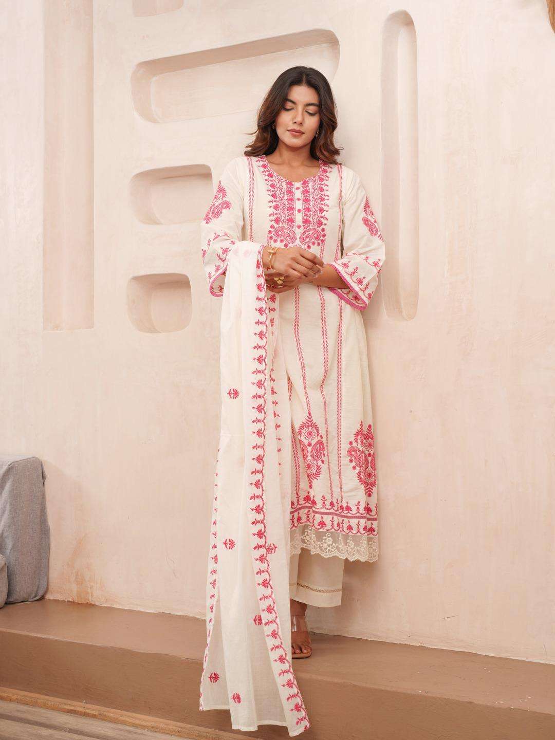 VOL-2 BY TEXOFAB IN COTTON CAMBRIC ANARKALI STYLE WITH DUPPATA
