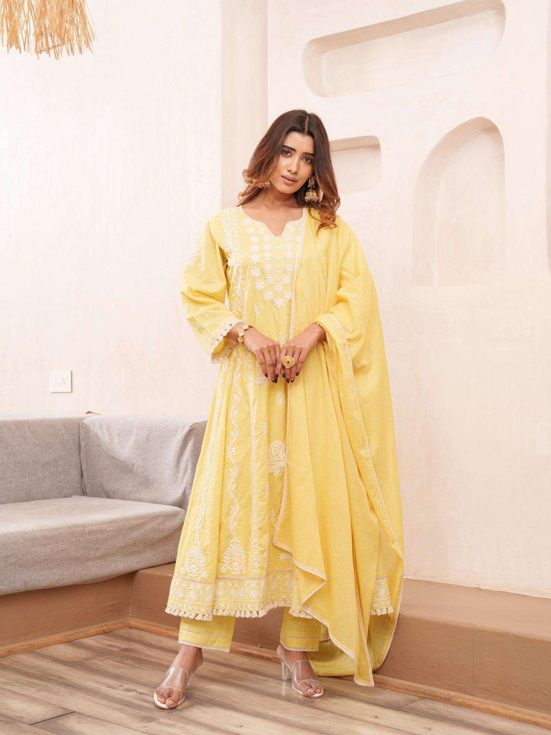 VOL-2 BY TEXOFAB IN COTTON CAMBRIC ANARKALI STYLE WITH DUPPATA