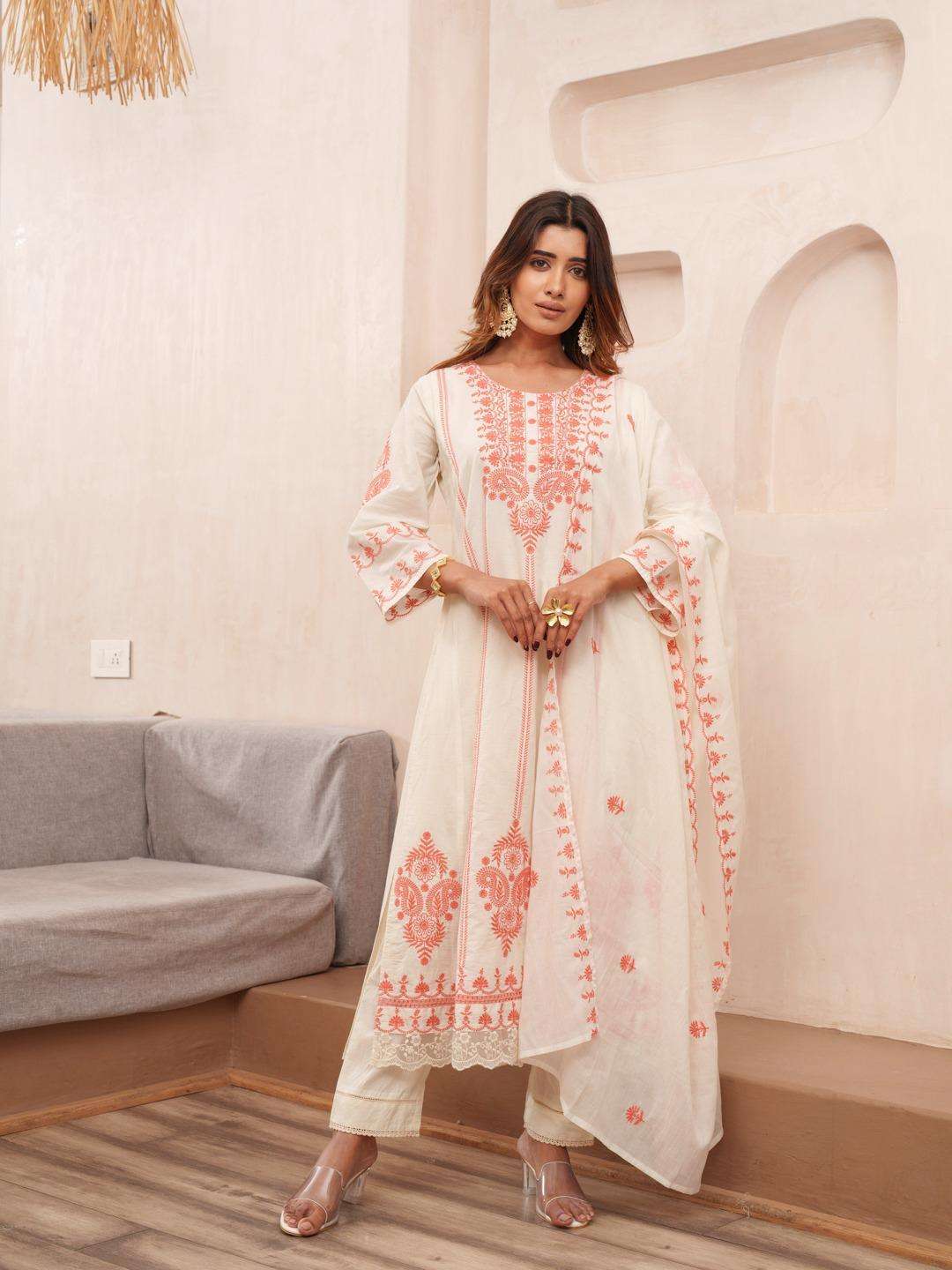 VOL-2 BY TEXOFAB IN COTTON CAMBRIC ANARKALI STYLE WITH DUPPATA