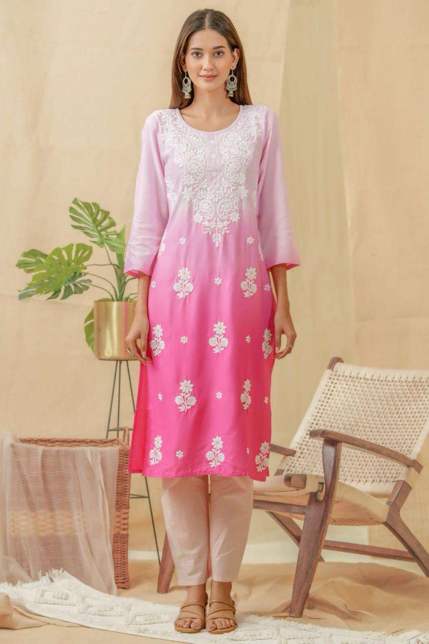 VOL-3 BY TEXOFAB IN RAYON PRINT KURTI AND PANT WITH HAND WORK 