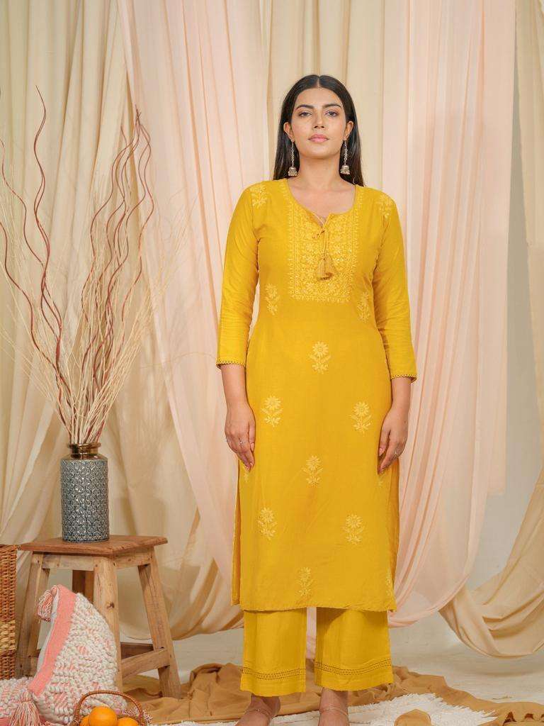 VOL-5 BY TEXOFAB IN RAYON PRINT KURTI WITH HAND WORK 