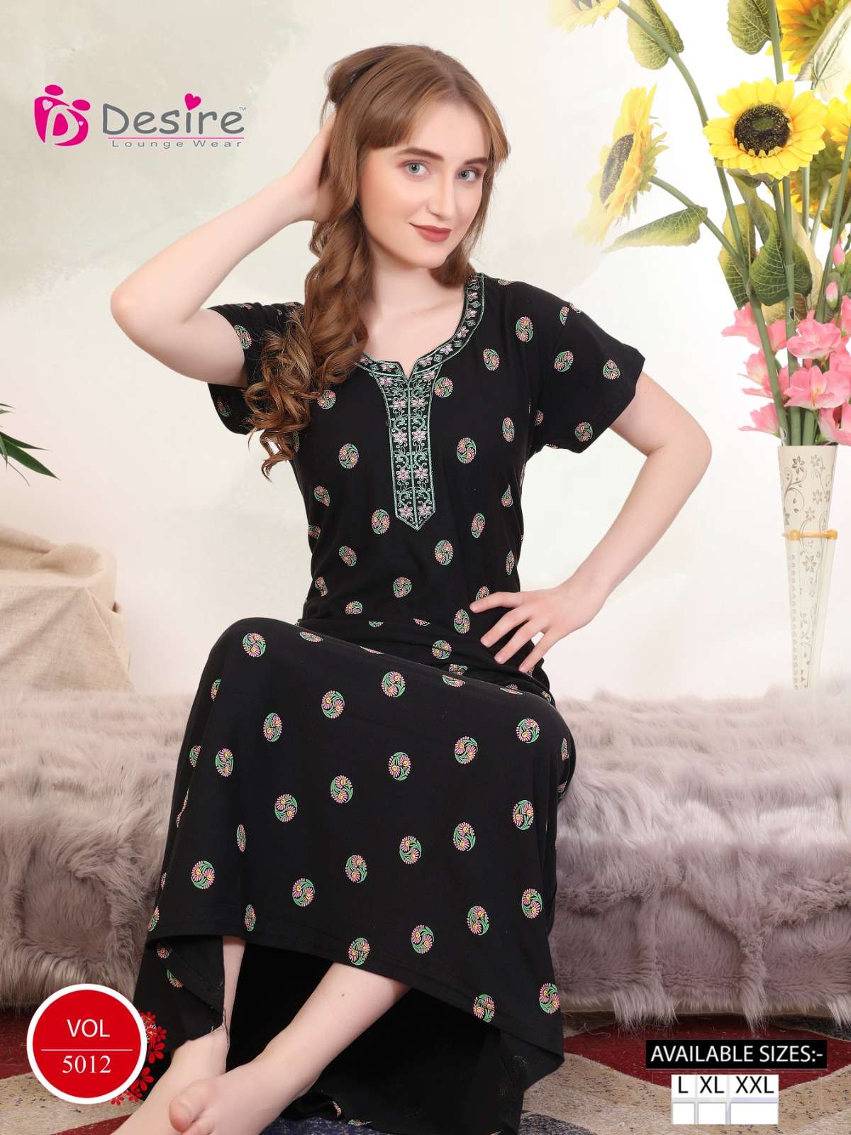 VOL :- 5012 BY DESIRE IN PREMIUM SERIES HOSIERY NIGHTY SUIT 