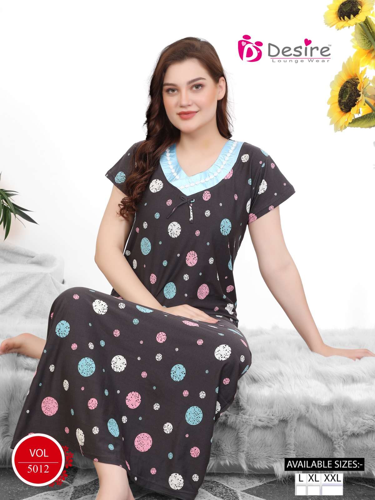 VOL :- 5012 BY DESIRE IN PREMIUM SERIES HOSIERY NIGHTY SUIT 