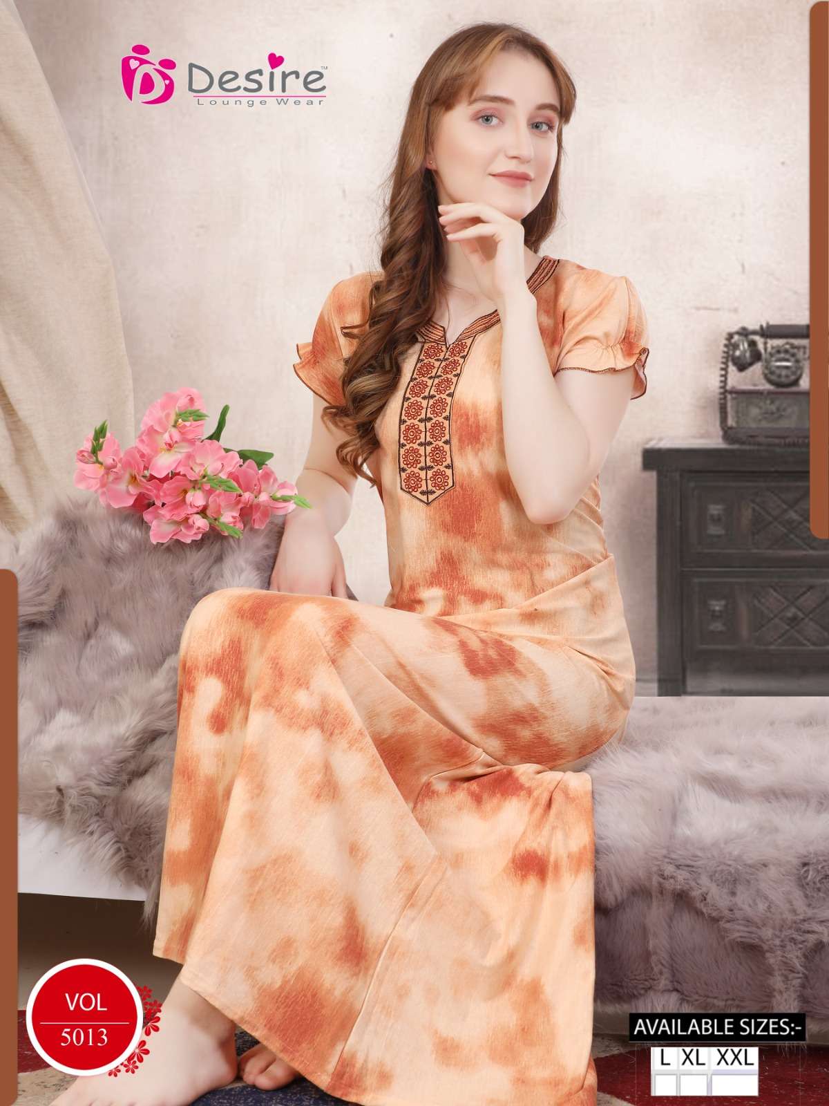 VOL-5013 BY DESIRE IN PREMIUM SERIES TIE DYE NIGHTY 