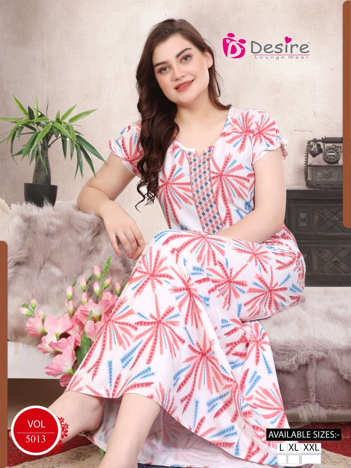 VOL-5013 BY DESIRE IN PREMIUM SERIES TIE DYE NIGHTY 