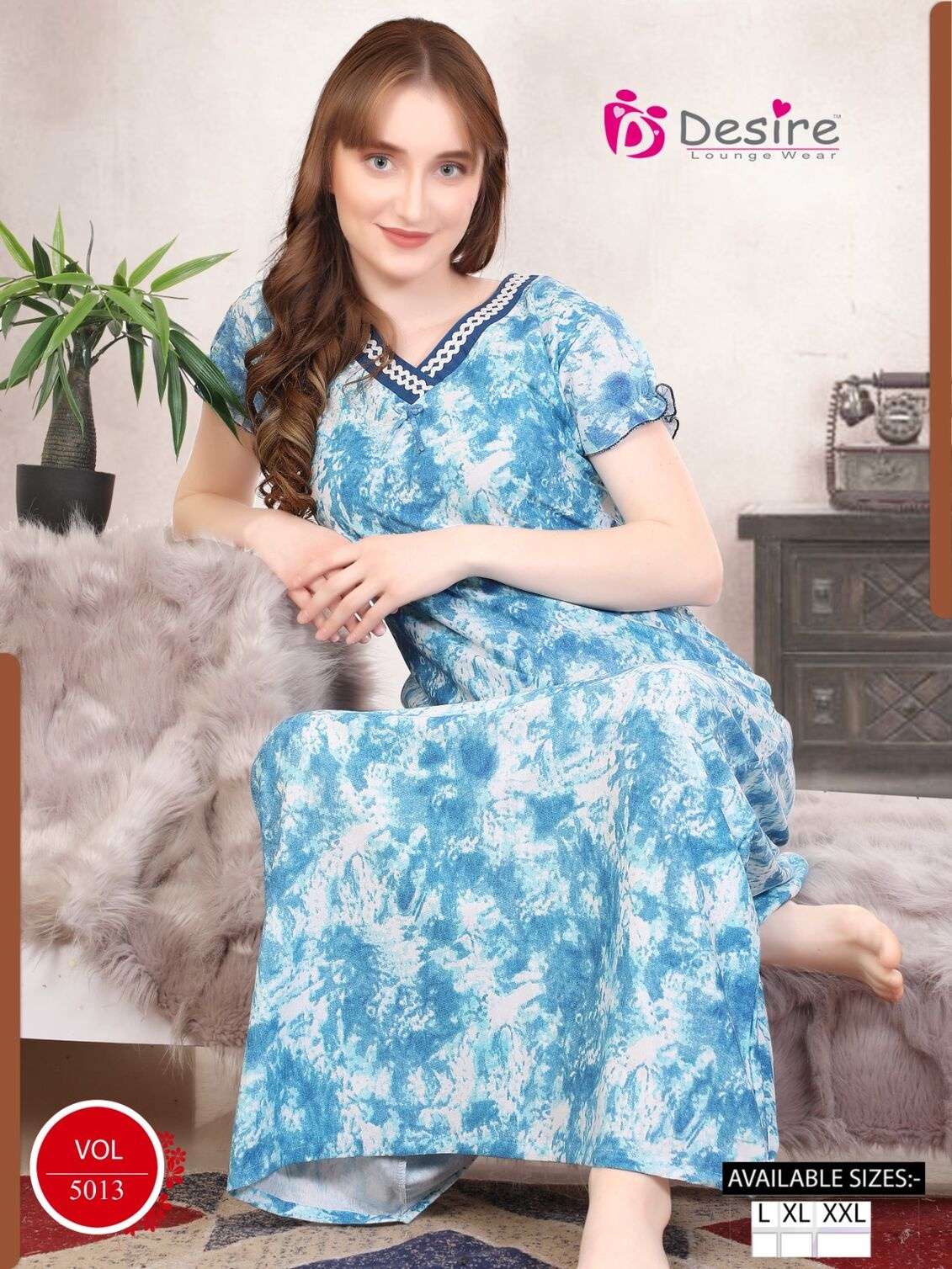 VOL-5013 BY DESIRE IN PREMIUM SERIES TIE DYE NIGHTY 