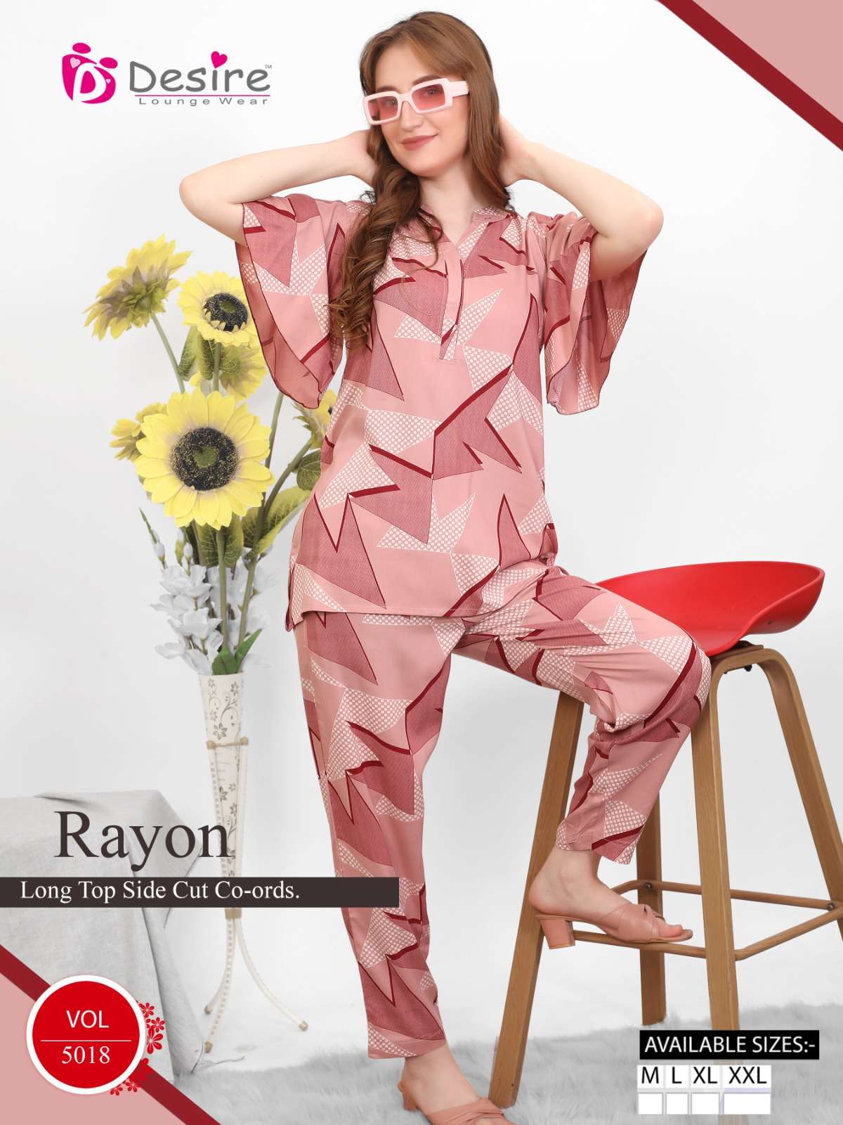 VOL :- 5014 TO 5021 BY DESIRE IN PREMIUM RAYON LONG TOP SIDE CUT CO-ORD SET 