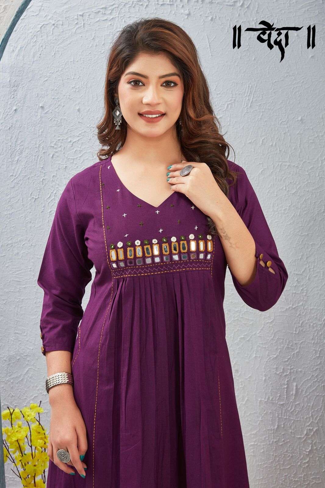 VOL-7 BY VEDA IN FANCY FABRIC WITH EMBROIDERY NECK WORK COMBO SET 