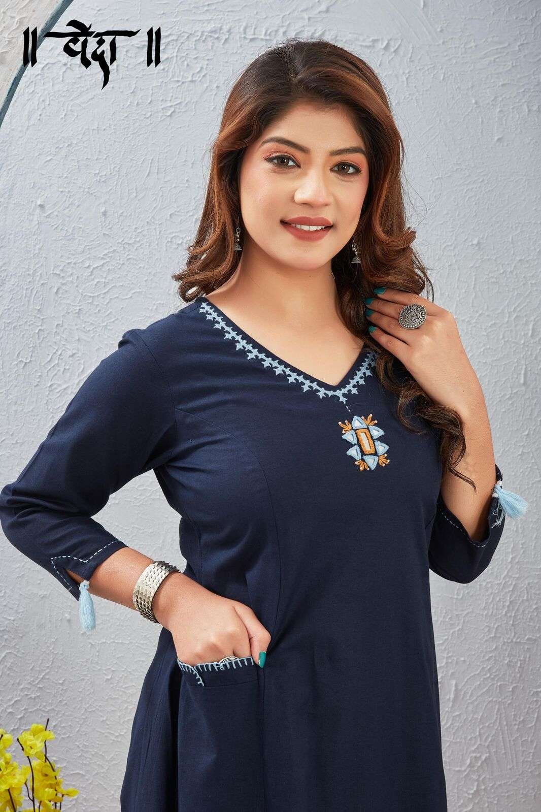 VOL-7 BY VEDA IN FANCY FABRIC WITH EMBROIDERY NECK WORK COMBO SET 