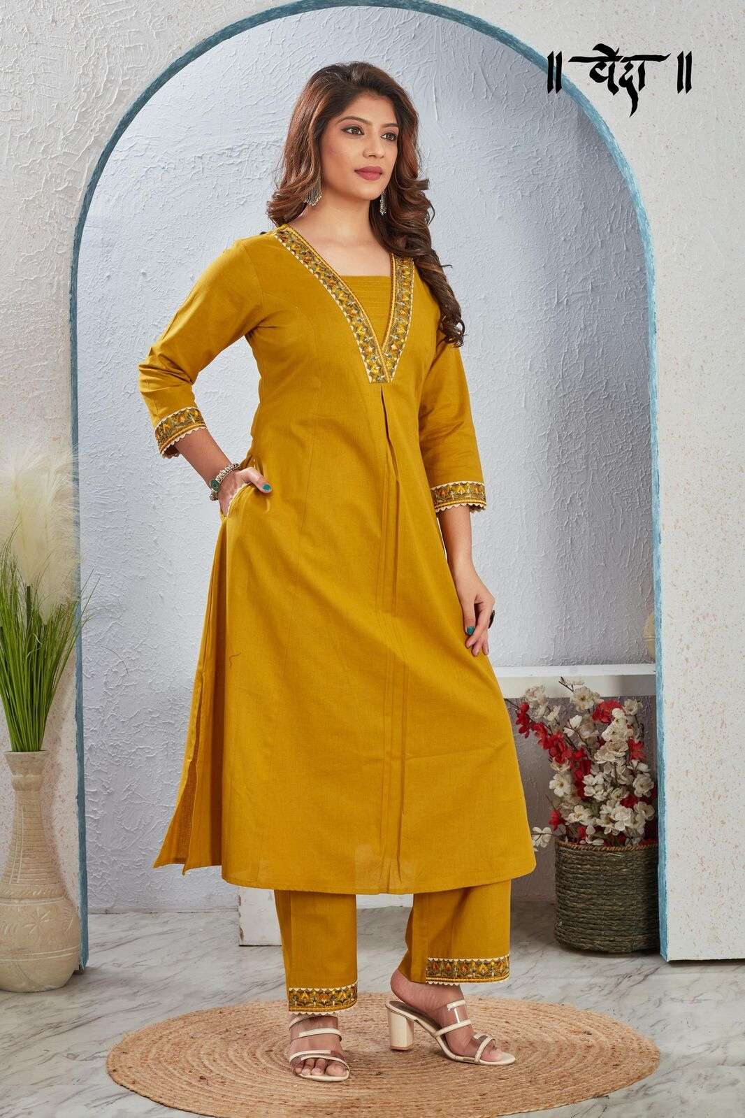 VOL-8 BY VEDA IN FANCY FABRIC WITH ONE SIDE POCKET CO-ORD KURTI SET 