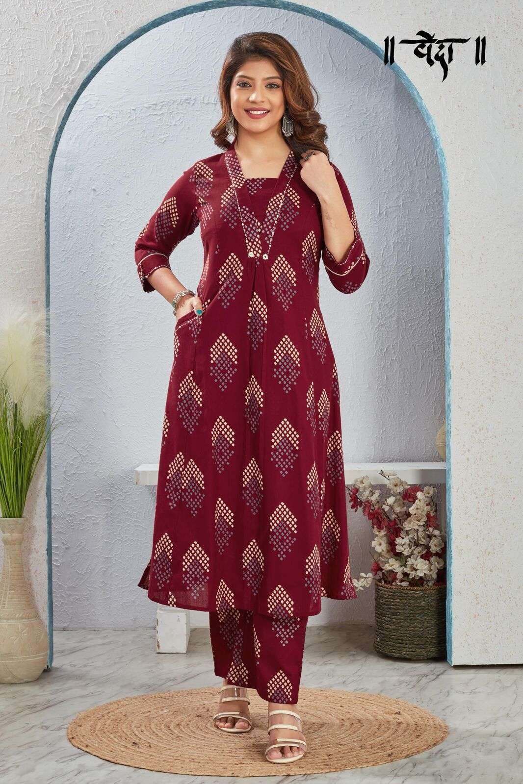 VOL-8 BY VEDA IN FANCY FABRIC WITH ONE SIDE POCKET CO-ORD KURTI SET 
